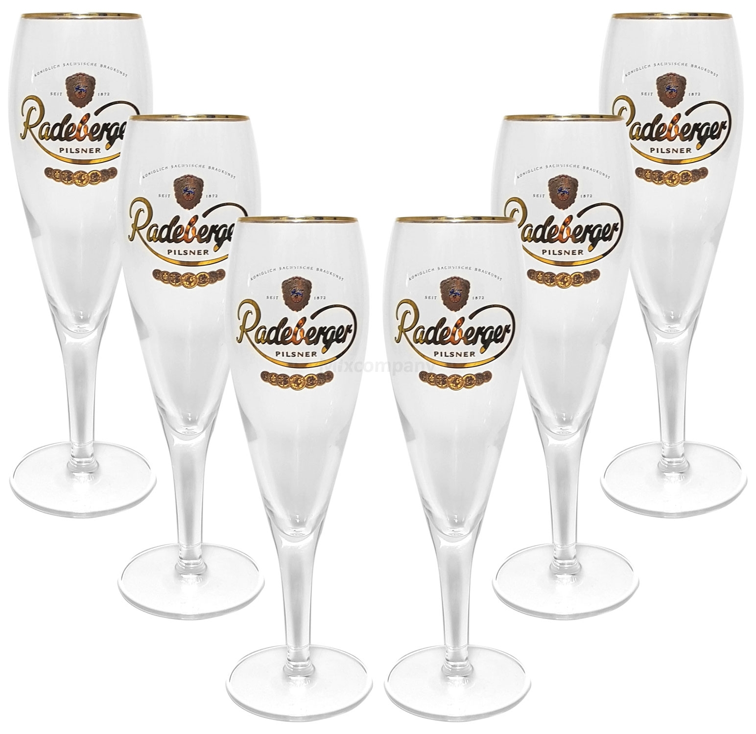 Radeberger Pilsener Bierpokal Glas Gläser-Set - 6x Pilstulpen 0,2l geeicht