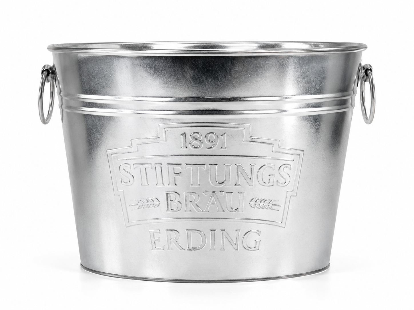 Stiftungsbräu Erding Getränkekühler aus Metall – Verzinkter Flaschenkühler mit Prägung – Bierkühler für Flaschen, Dosen & Eiswürfel