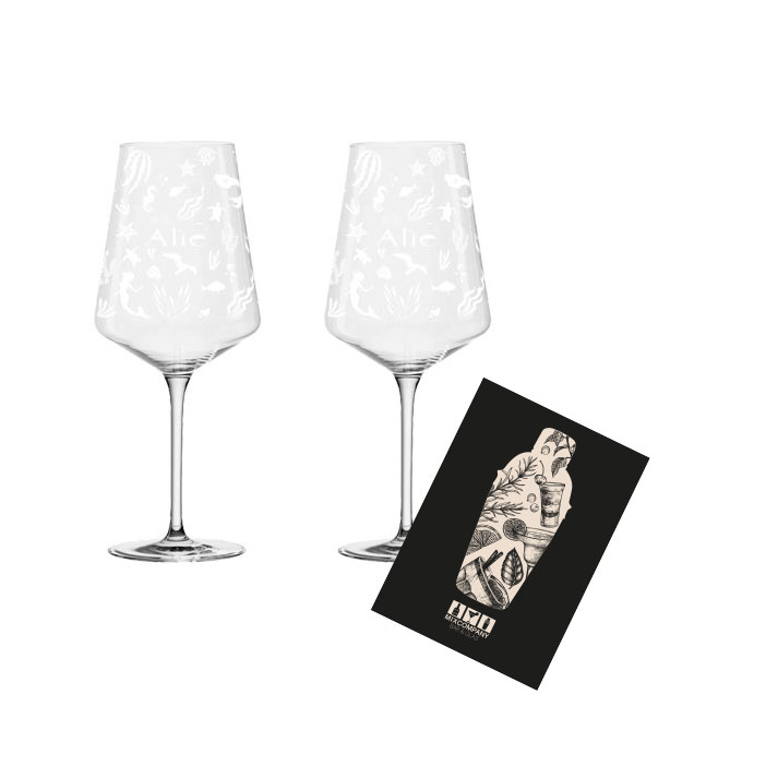 Alie Frescobaldi 2er Set Weingläser / 2x Rose Wein Glas / Gläser mit Druck