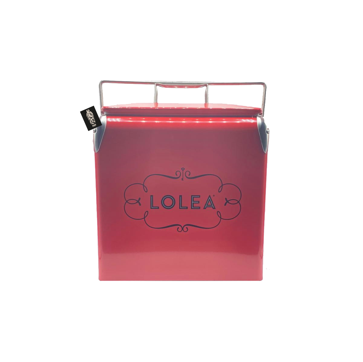 Lolea Kühler Kühlbox Termobehälter Kühltasche aus Metall Retro Rot Breite: ca. 30cm, Höhe: ca. 36cm, Tiefe: ca. 23cm