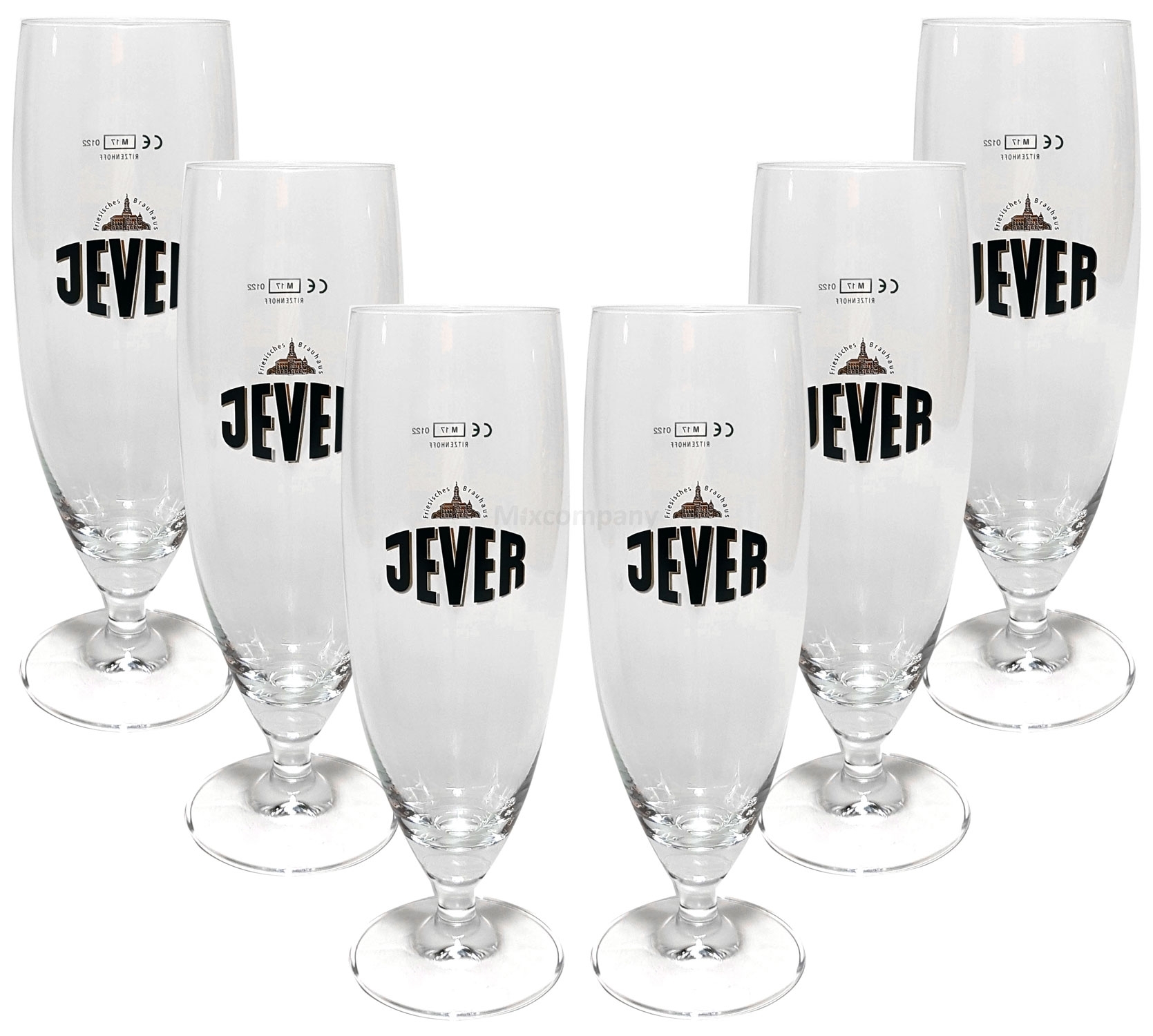 Jever Bierglas Bierpokal Glas Gläser-Set - 6x Pilstulpen 0,2l geeicht