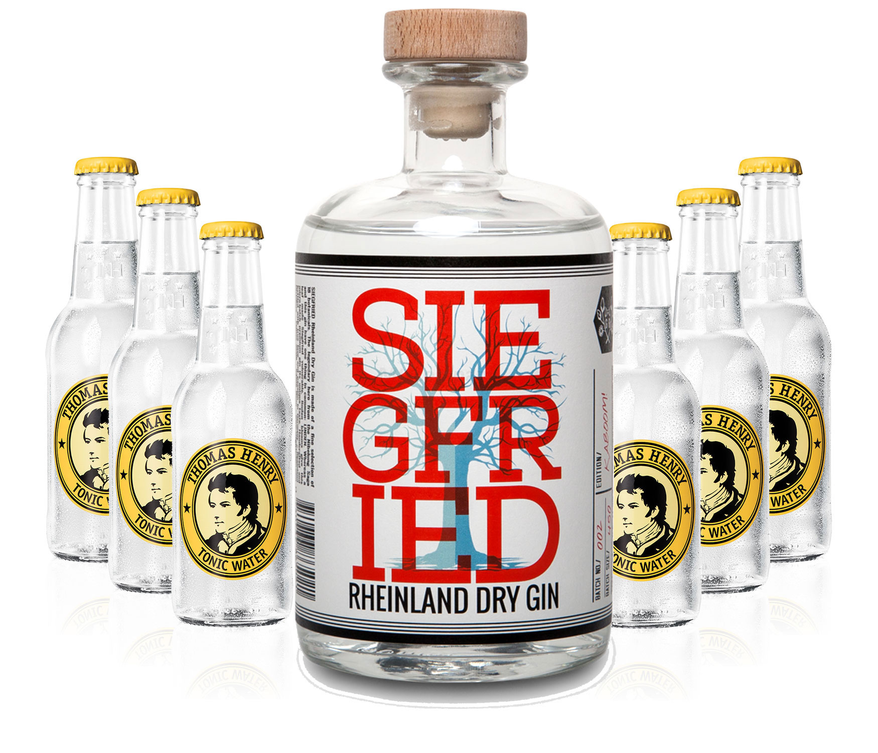 Gin Tonic Set - Siegfried Rheinland Gin 0,5l (41% Vol) + 6x Thomas Henry Tonic Water 200ml inkl. Pfand MEHRWEG