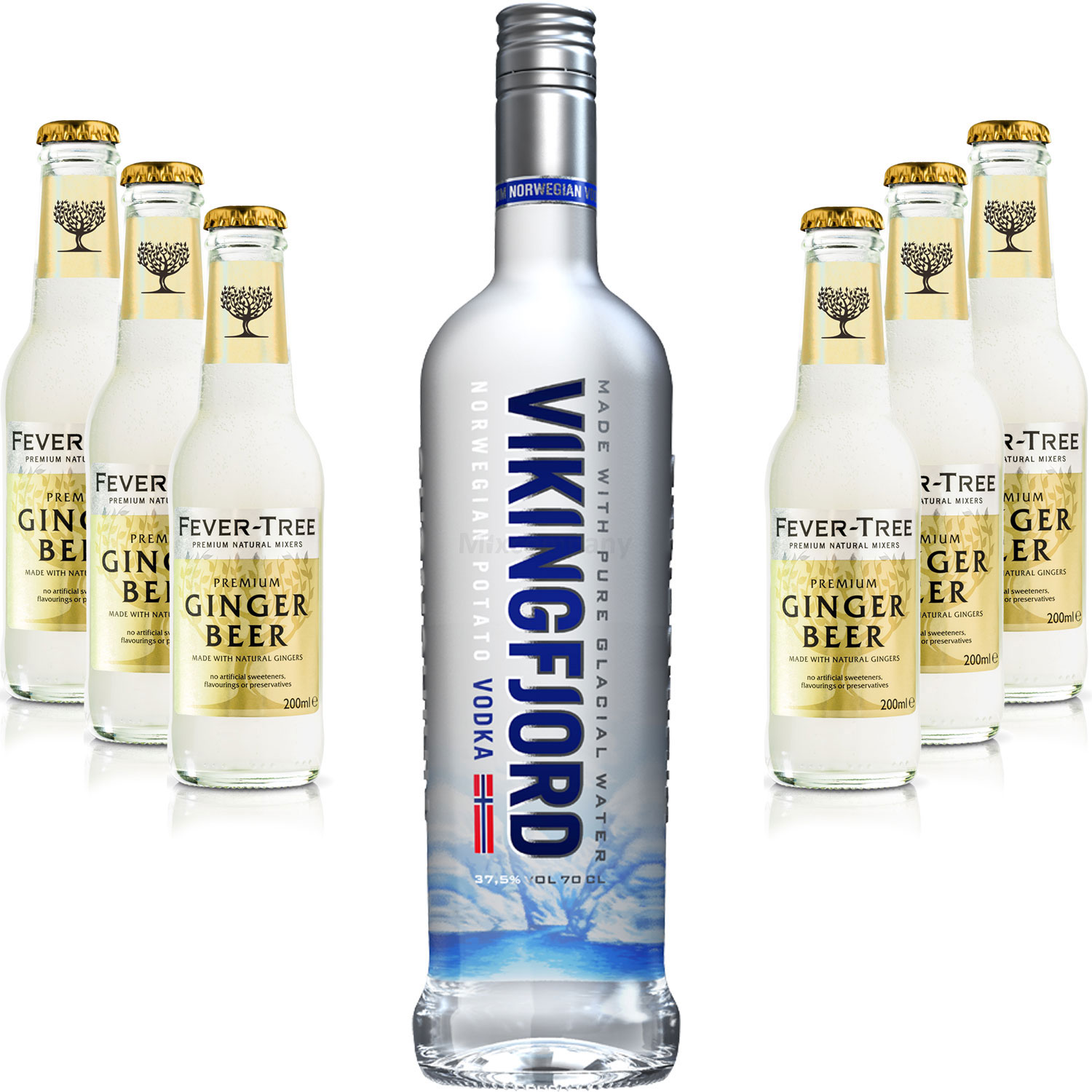 Moscow Mule Set - Vikingfjord Vodka 0,7l 700ml (37,5% Vol) + 6x Fever Tree Ginger Beer 200ml - Inkl. Pfand MEHRWEG