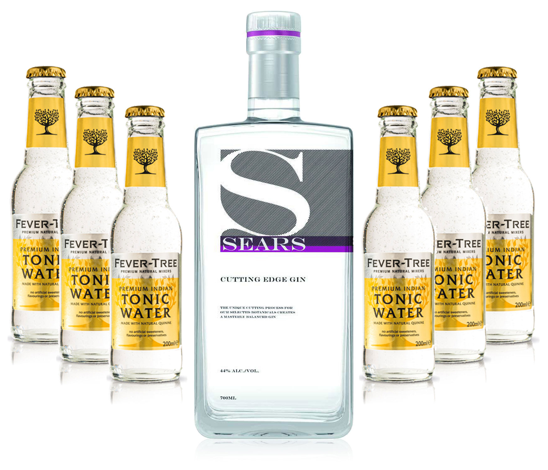 Gin Tonic Set - Sears Cutting Edge Gin 0,7l 700ml (44% Vol) + 6x Fever Tree Tonic Water 200ml inkl. Pfand MEHRWEG