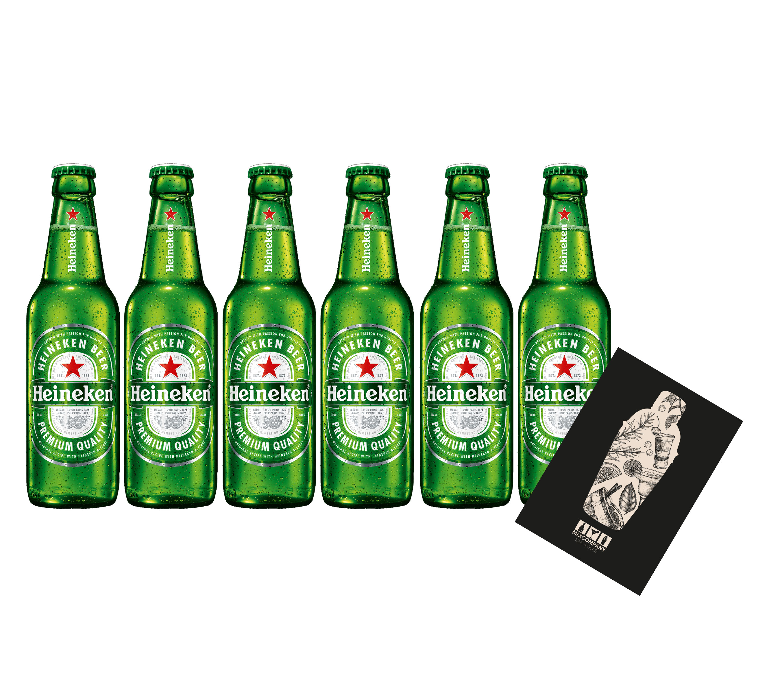 Heineken Pils 6er Set Bier 0,33l (5% Vol) mit Mixcompany Grußkarte inkl Pfand MEHRWEG- [Enthält Sulfite]