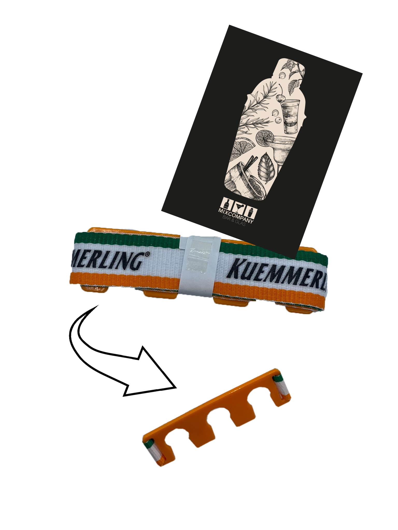 3x Kümmerling Flaschenanhänger Farbe: grün, weiß, orange 3er