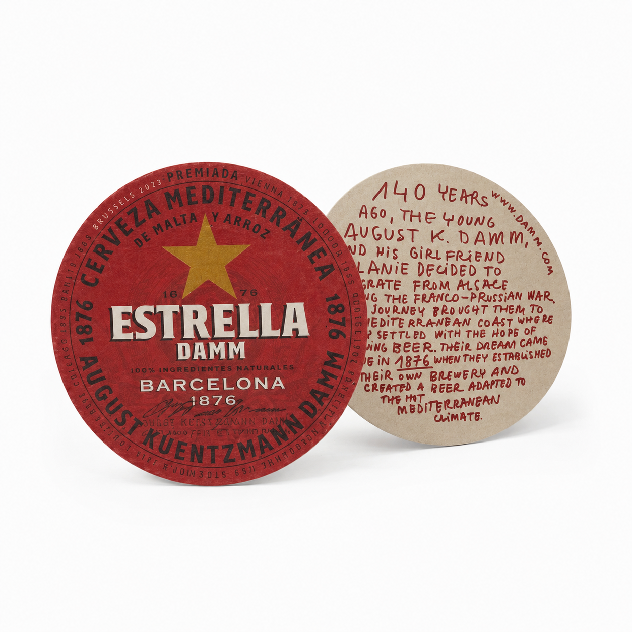 Estrella Damm Bierdeckel 100er Set – Runde Bieruntersetzer / Bierfilze aus Karton | Original Bar Zubehör