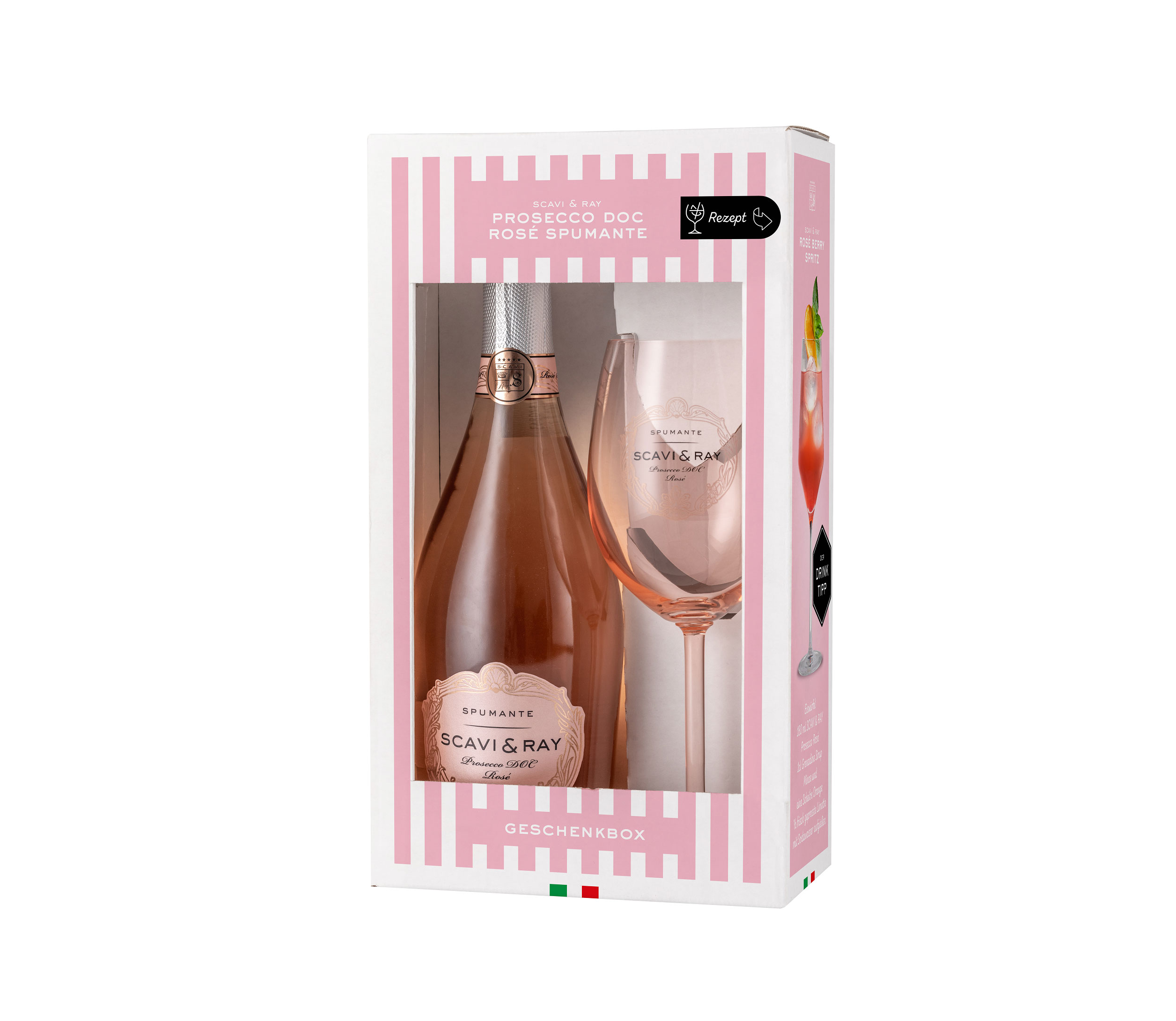 Scavi & Ray Geschenkset Rosé Spumante DOC 0,75L (11% Vol) + Limitiertes Scavi Rose Glas - [Enthält Sulfite]