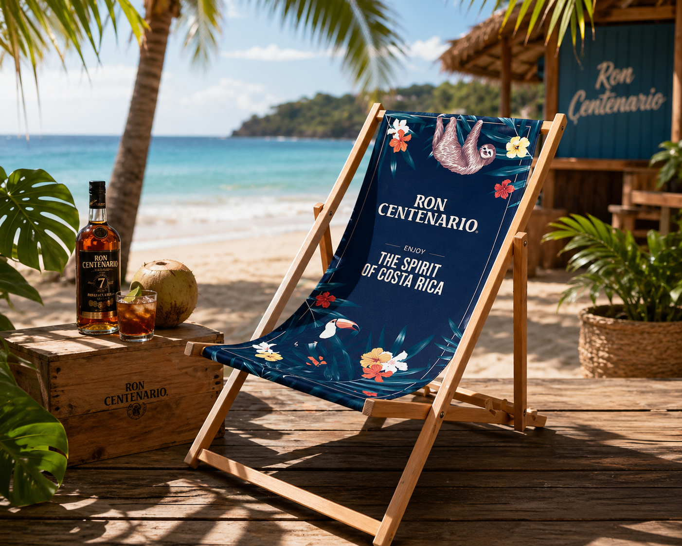 Ron Centenario Liegestuhl aus Buchenholz - dreifach verstellbar / Enjoy the Spirit of Costa Rica