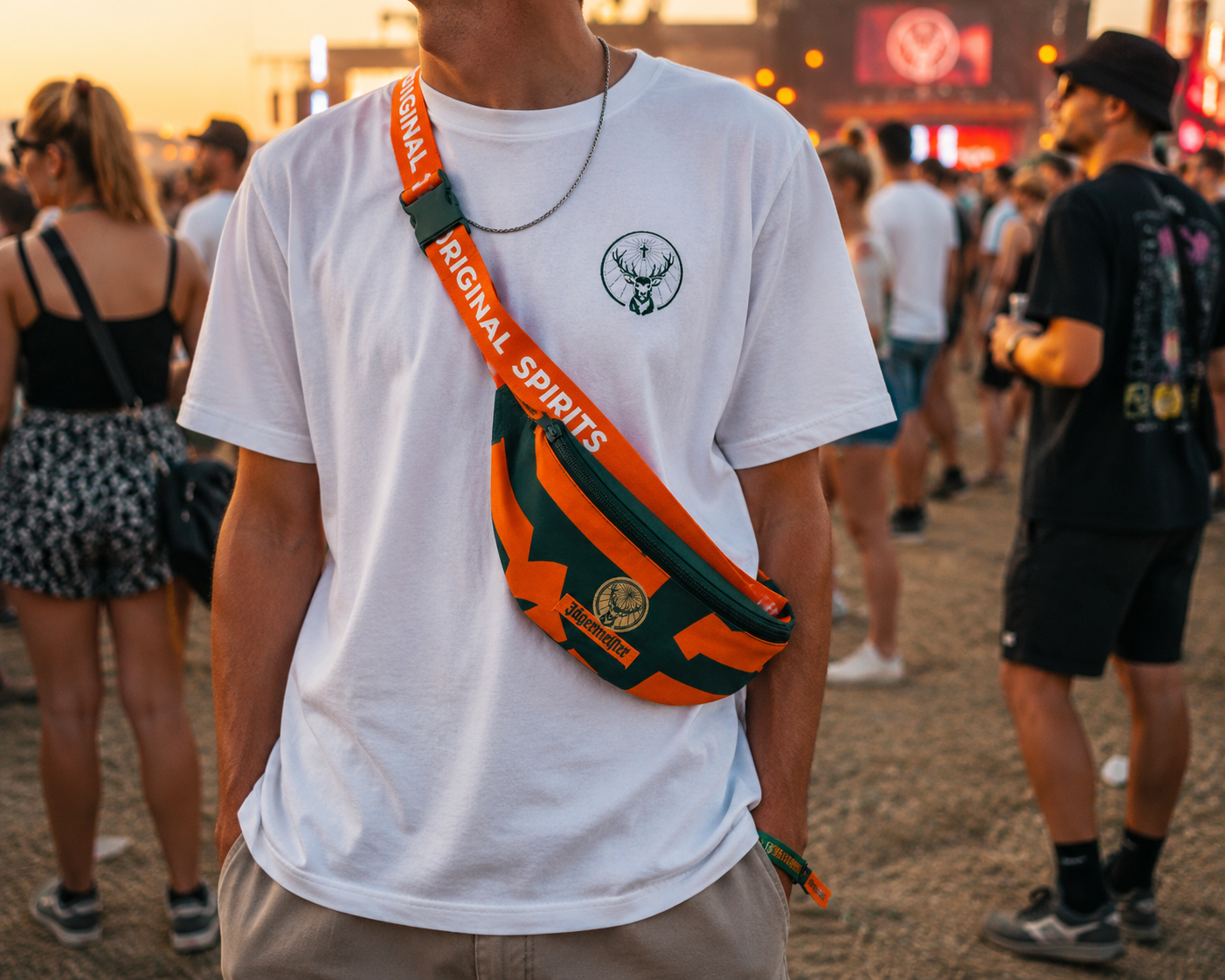 Jägermeister Bauchtasche Umhängetasche Festival Bag - Orange Grün