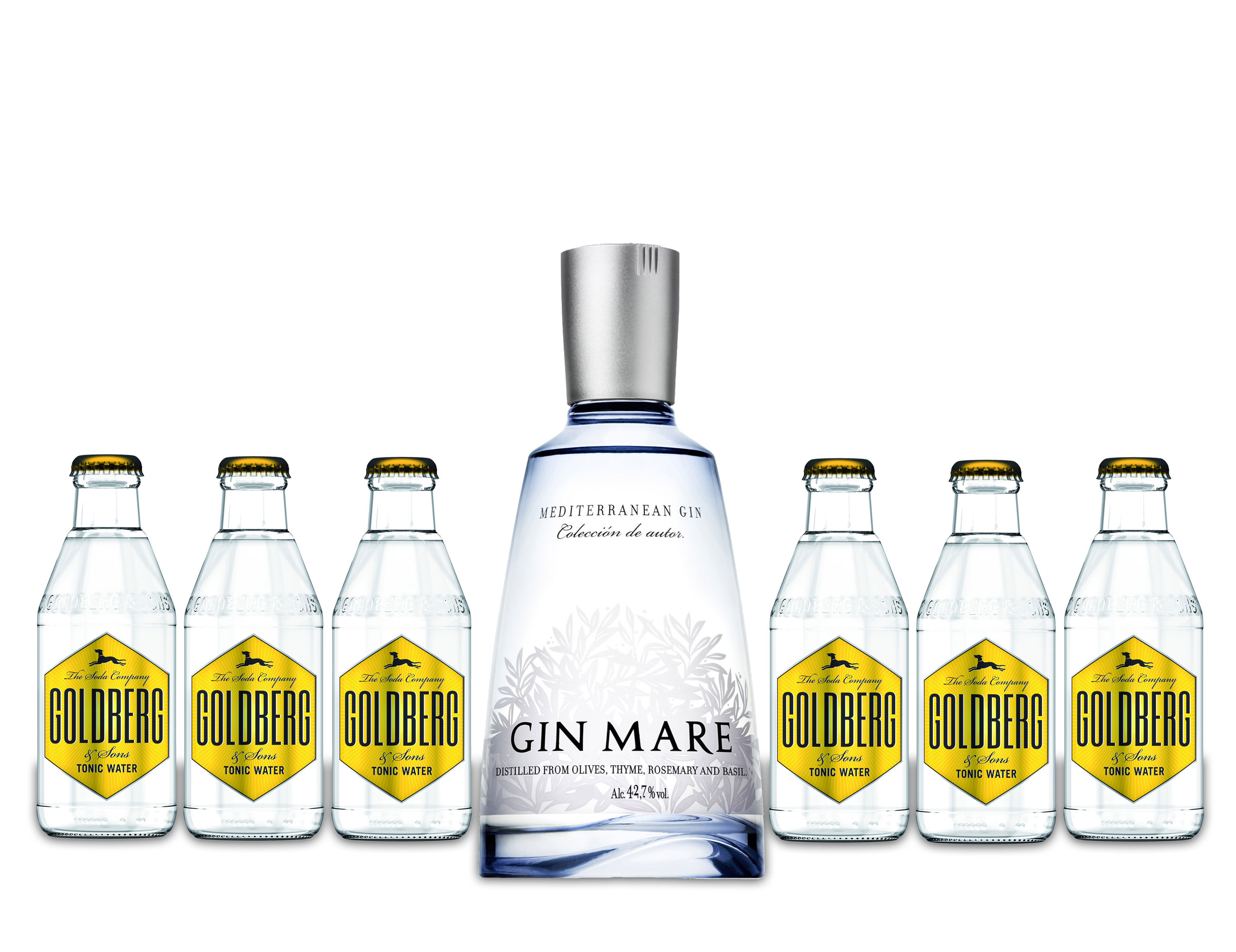 Gin Mare Gin Tonic Set - Gin Mare Gin 0,7l 700ml (42,7% Vol) + 6 Goldberg Tonic Water 200ml - Inkl. Pfand MEHRWEG