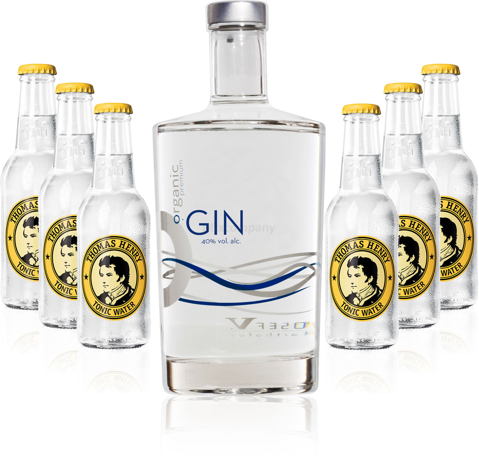 Gin Tonic Set - Organic Gin 0,7l 700ml (40% Vol) + 6x Thomas Henry Tonic Water 200ml inkl. Pfand MEHRWEG