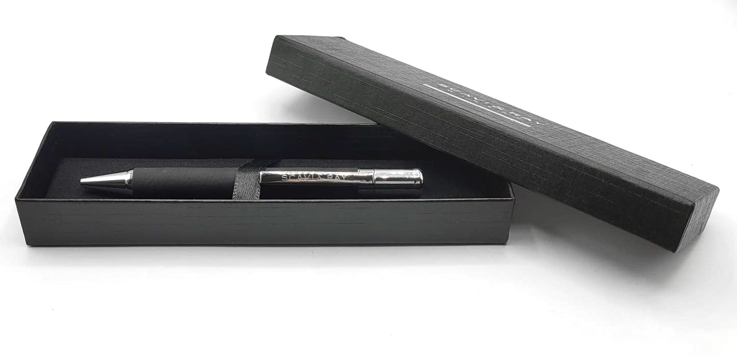 3x Scavi & Ray Kugelschreiber in Geschenkverpackung Roll Pen schwarze Tinte Kulli Etui Schwarz glas bar