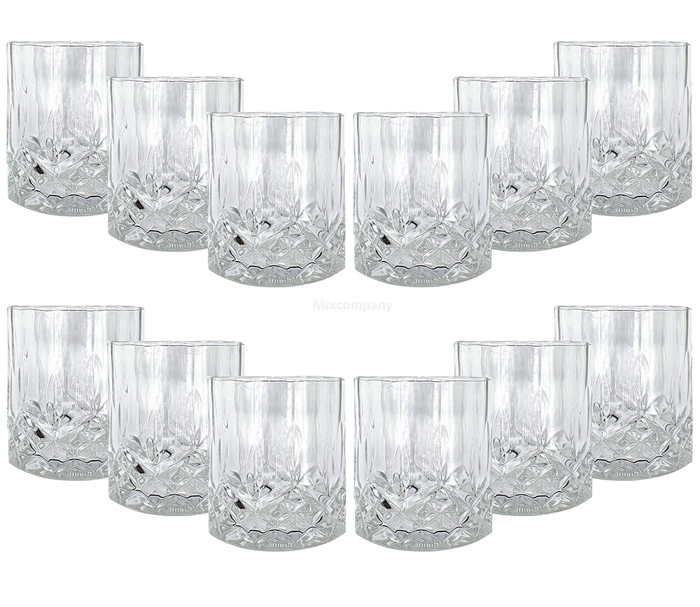 Mixcompany Tumbler Glas / 12er Gläser Set - 12x Whisky Tumbler / Kristall Design Whiskey Glas