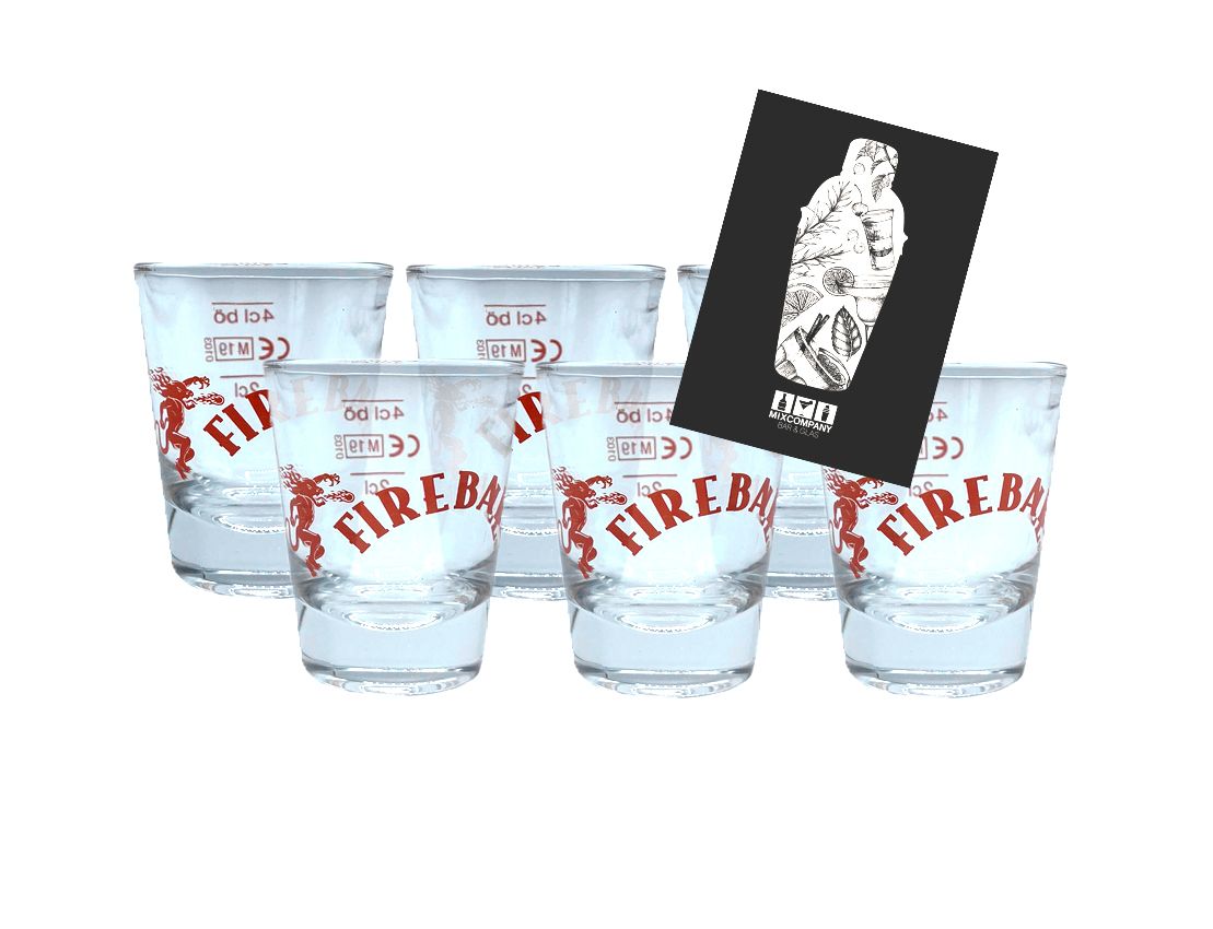 FIREBALL Shotglas Schnapsglas – Glas Gläser Set – 6x Shotgläser 2 cl geeicht