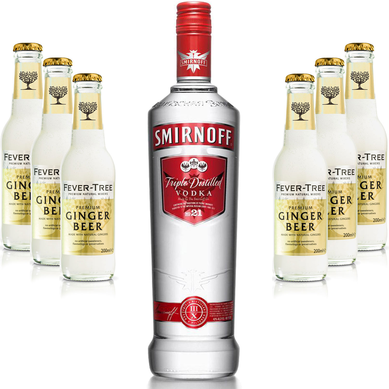 Moscow Mule Set - Smirnoff Vodka 0,7l 700ml (37,5% Vol) + 6x Fever Tree Ginger Beer 200ml - Inkl. Pfand MEHRWEG