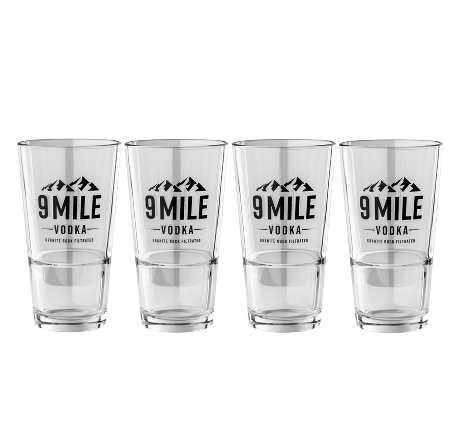 9 Mile Vodka Gläser set 4x Longdrinkglas 4er Set Glas / Gläser