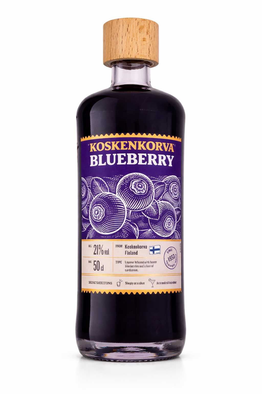 Koskenkorva Blueberry Likör 0,5L – Finnischer Likör mit Waldheidelbeeren & Kardamom, 21% Vol.- [Enthält Sulfite]