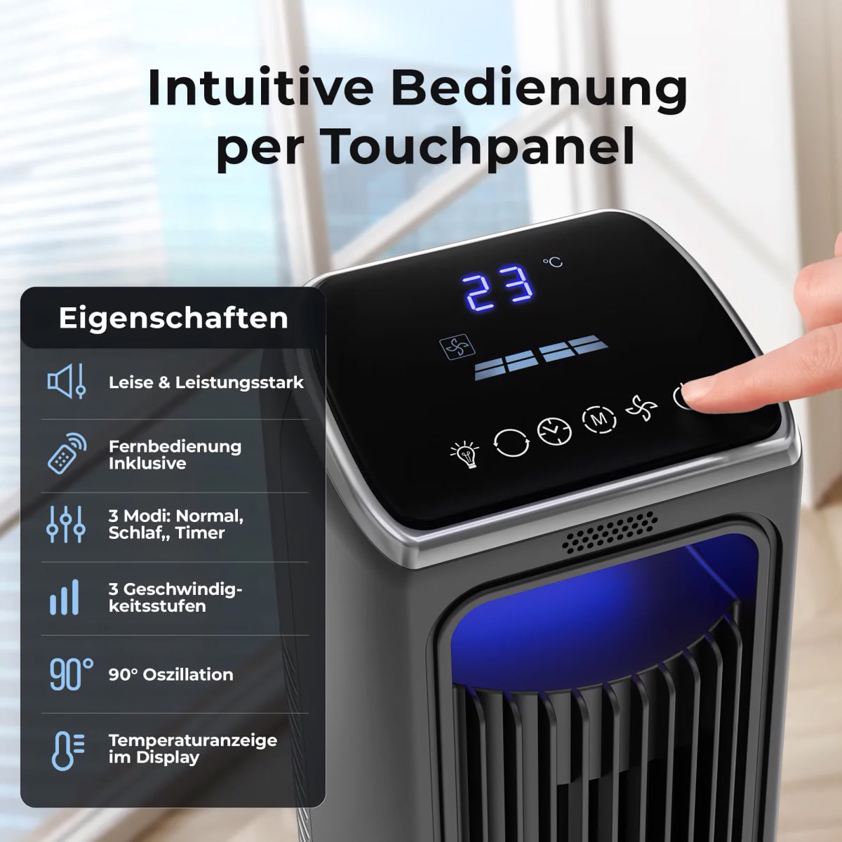 BALTER Turmventilator mit Fernbedienung VT-10 Grau