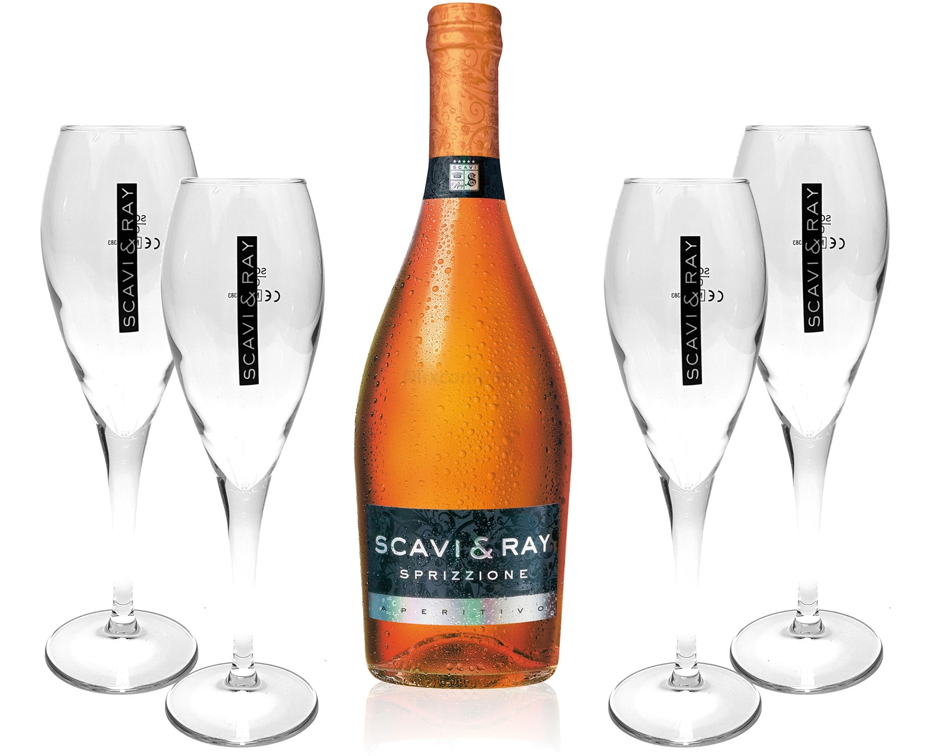 Scavi & Ray Sprizzione Aperitivo 0,75l (8% Vol) + 4x Flöten (10cl) -[Enthält Sulfite]