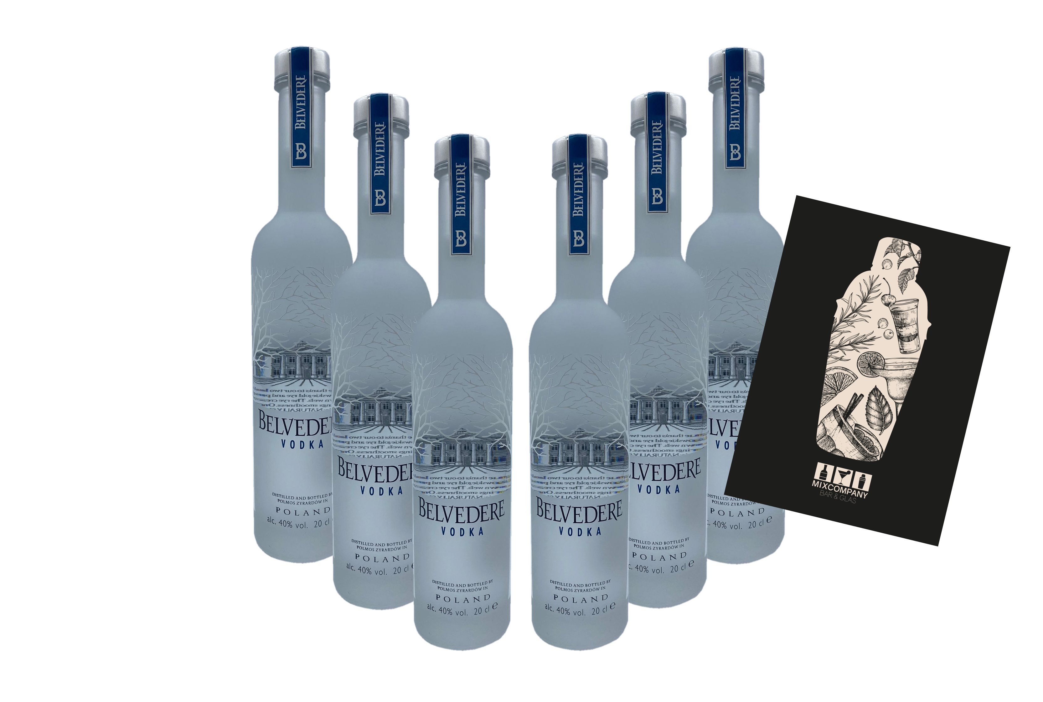 Belvedere Vodka 6er Set - 6x 20 cl (40% Vol) Poland Wodka Vodka - [Enthält Sulfite]
