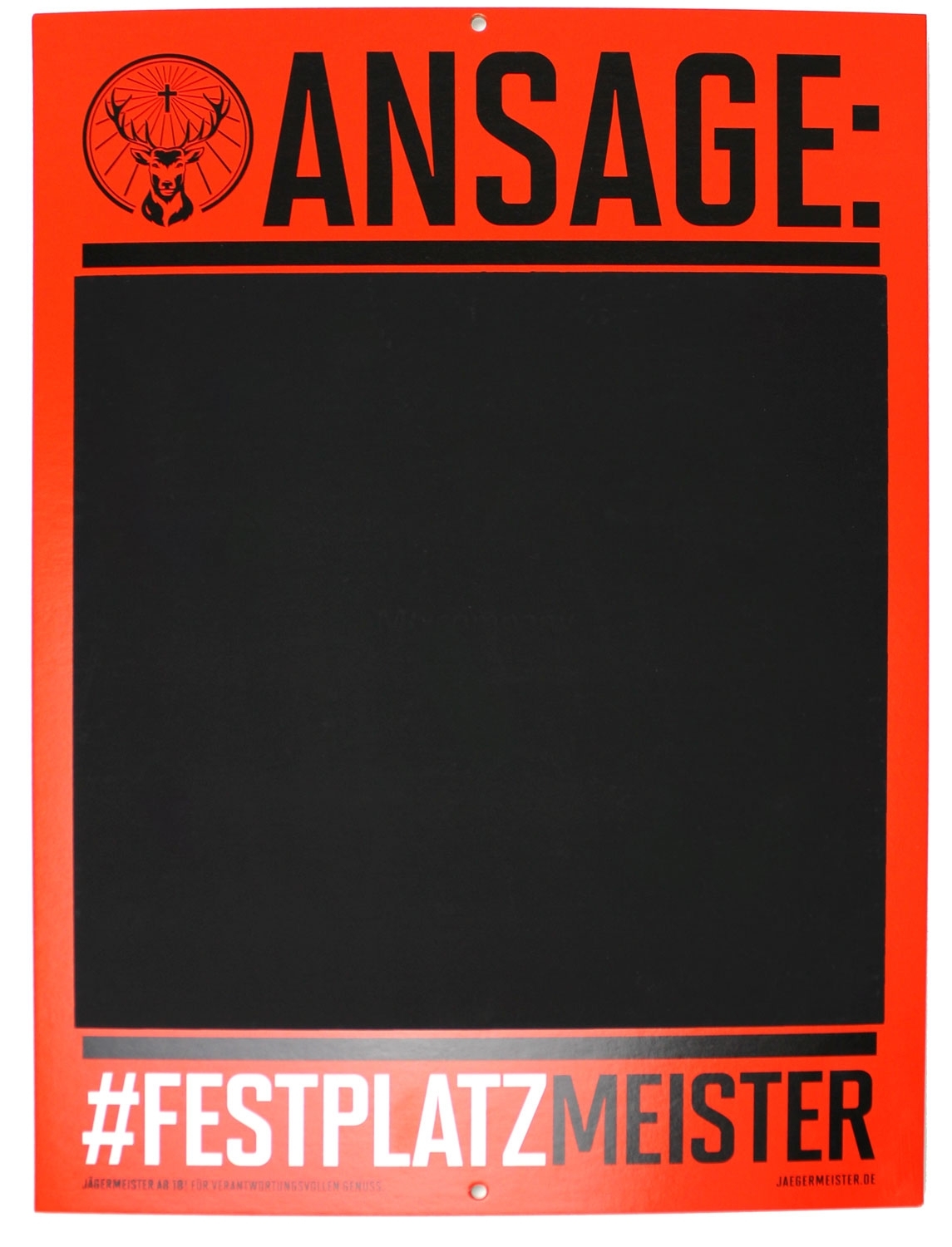 Jägermeister Reklame Kreide Tafel aus Pappe
