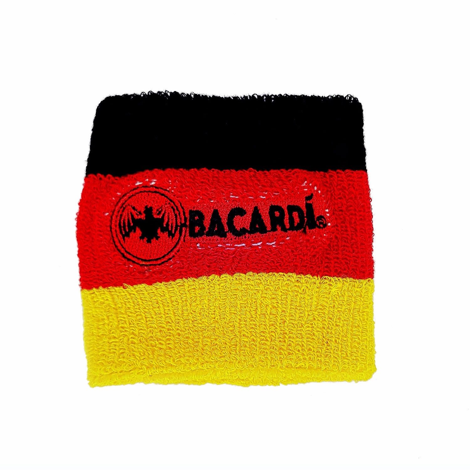 2x Bacardi Bar Glas Kapitänsband Armband Schweißband in schwarz,rot,gold Nationalmannschaft Deutschland WM EM Fußball