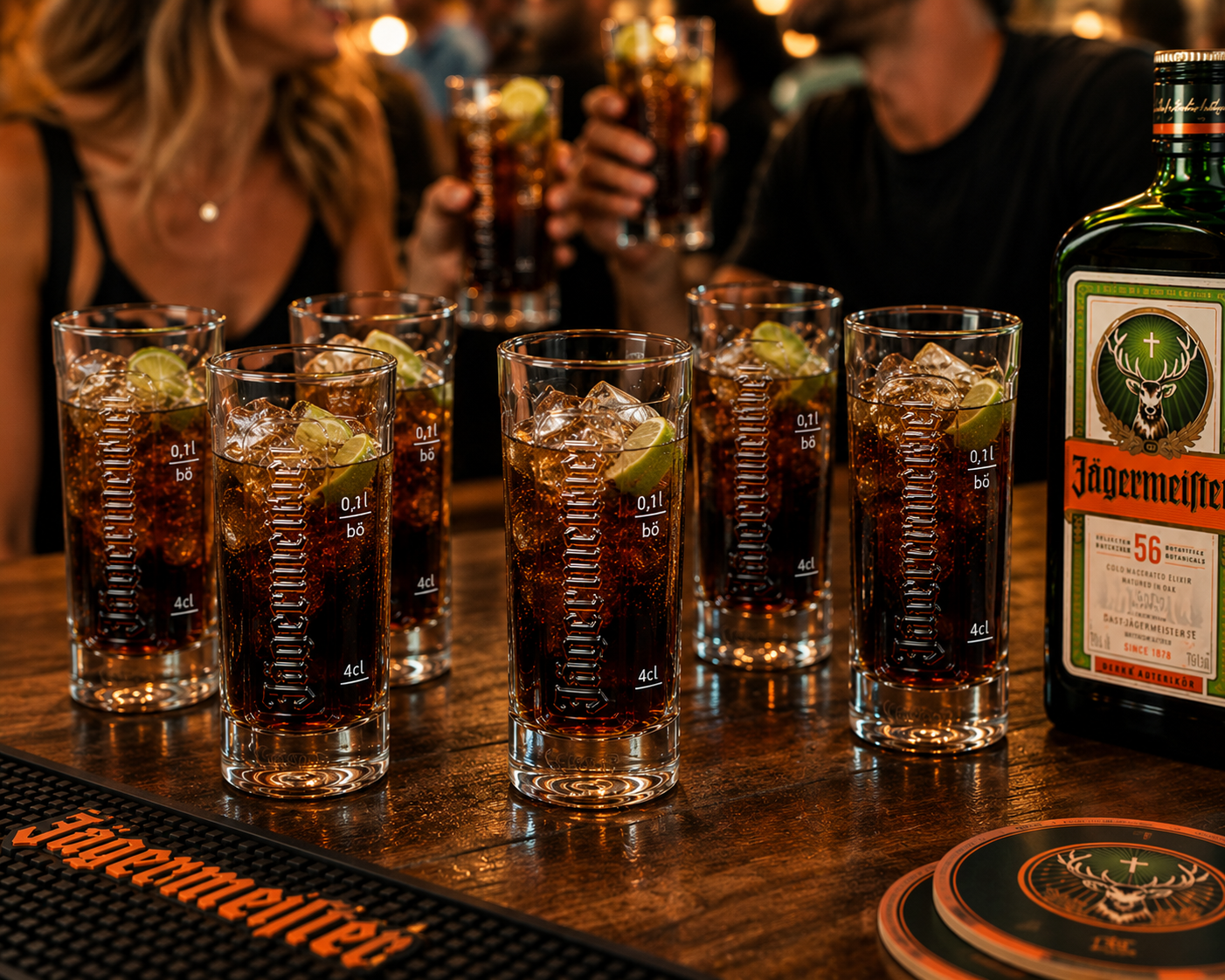 Jägermeister Longdrinkglas 0,1 L 6er Set - Original Longdrinkglas mit 4 cl Eichung