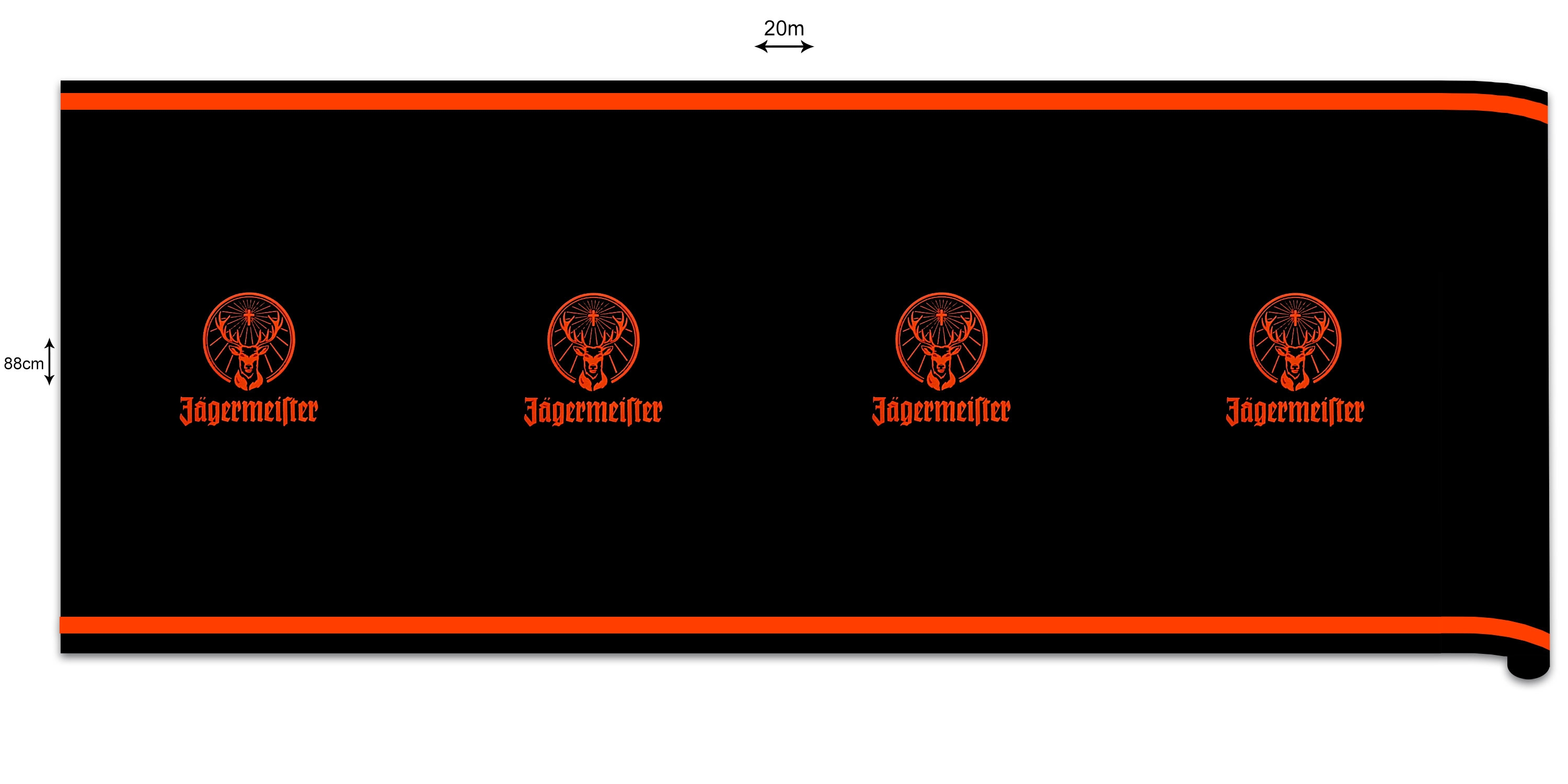 Jägermeister Dekofolie Folie Tischdecke mit Jägermeister Logo schwarz orange - 1x Rolle 88cm x 20m