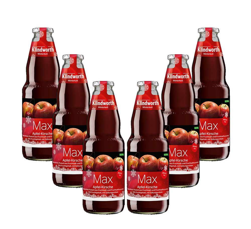 Klindworth Max 6er Set Alkoholfreier Punsch / Kinderpunsch 6x 1L inkl. Pfand MEHRWEG
