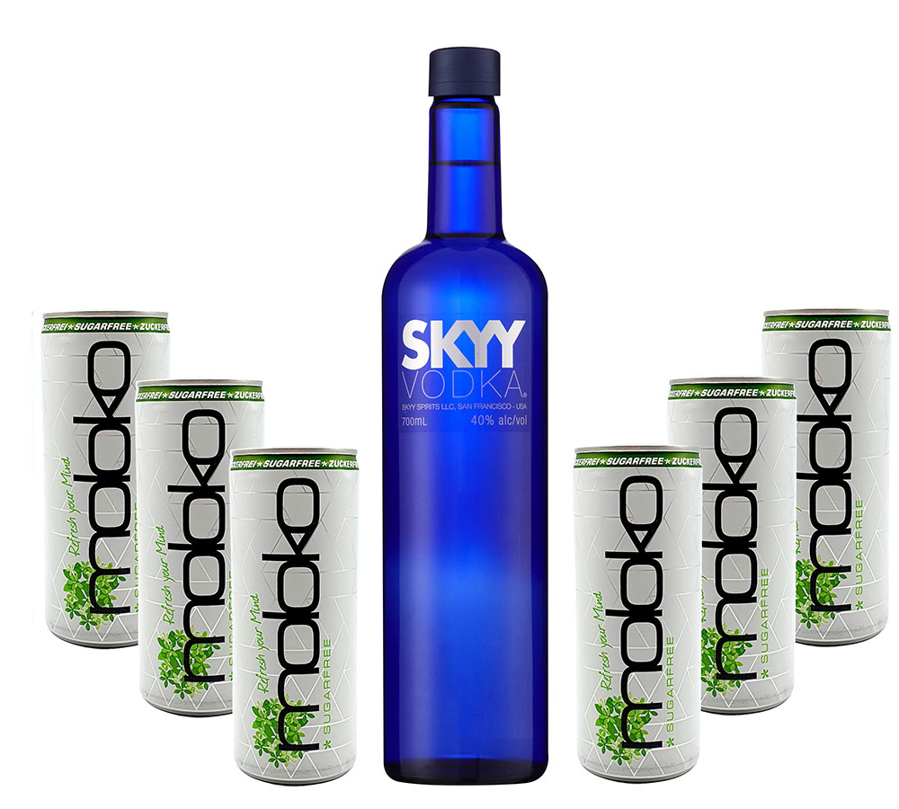 Vodka Set - Skyy Vodka 0,7l 700ml (40% Vol)+ 6x Moloko Sugarfree 250ml inkl. Pfand - EINWEG- [Enthält Sulfite]