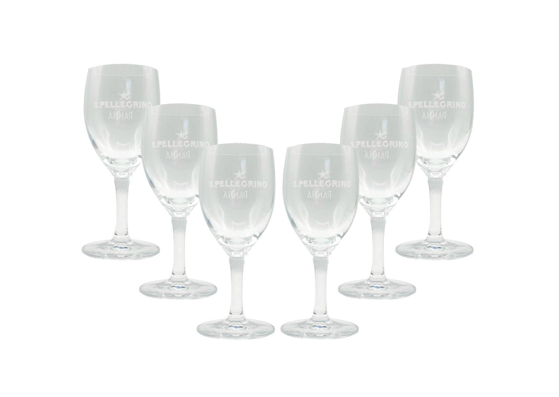 San Pellegrino / Acqua Panna 6er Set Wasser Glas Gläser mit Stiel