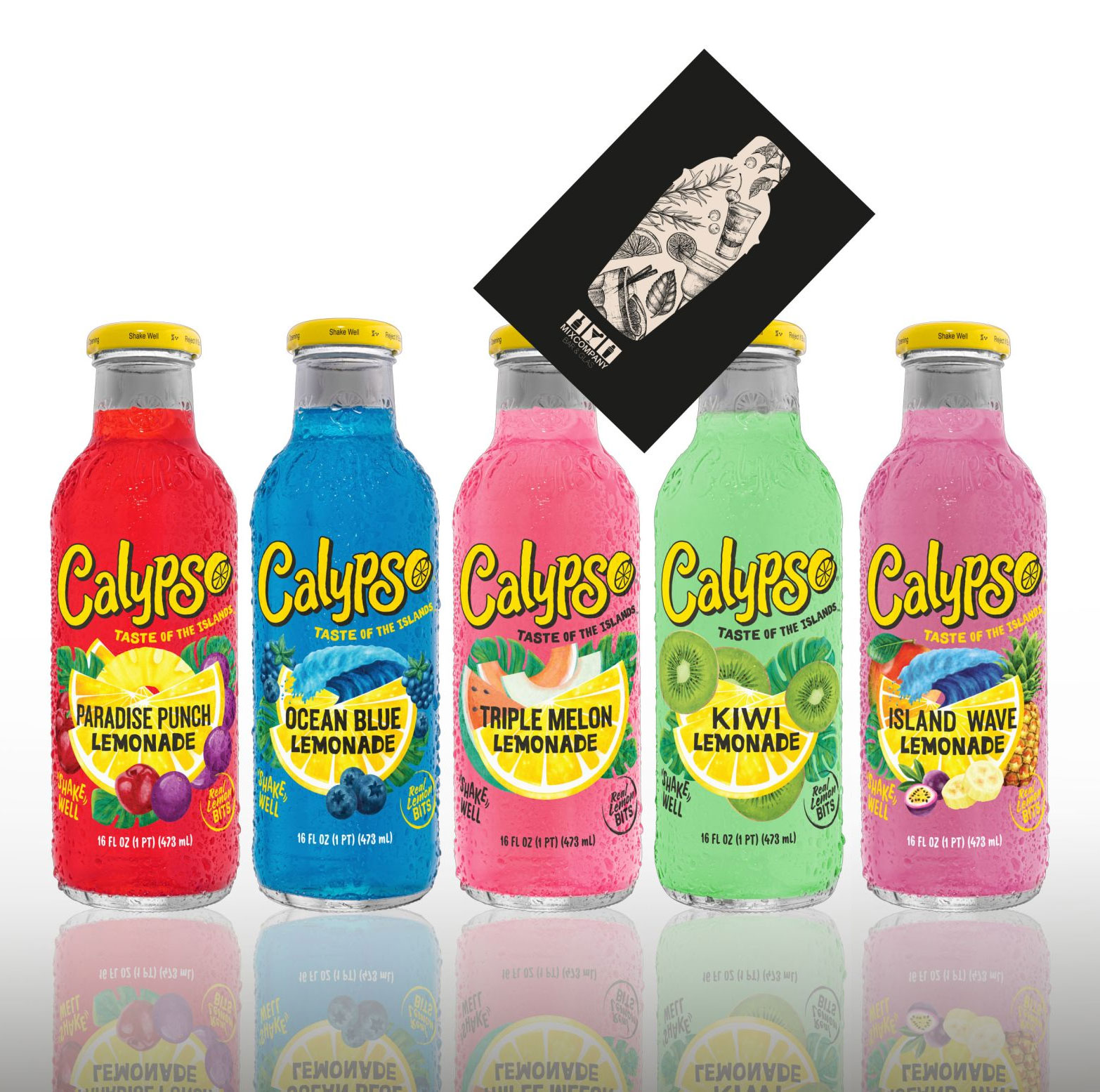 Calypso Lemonade 5er tasting Set - Paradise Punch + Ocean Blue + Triple Melon + Kiwi + Island Wave Lemonade  je 473ml