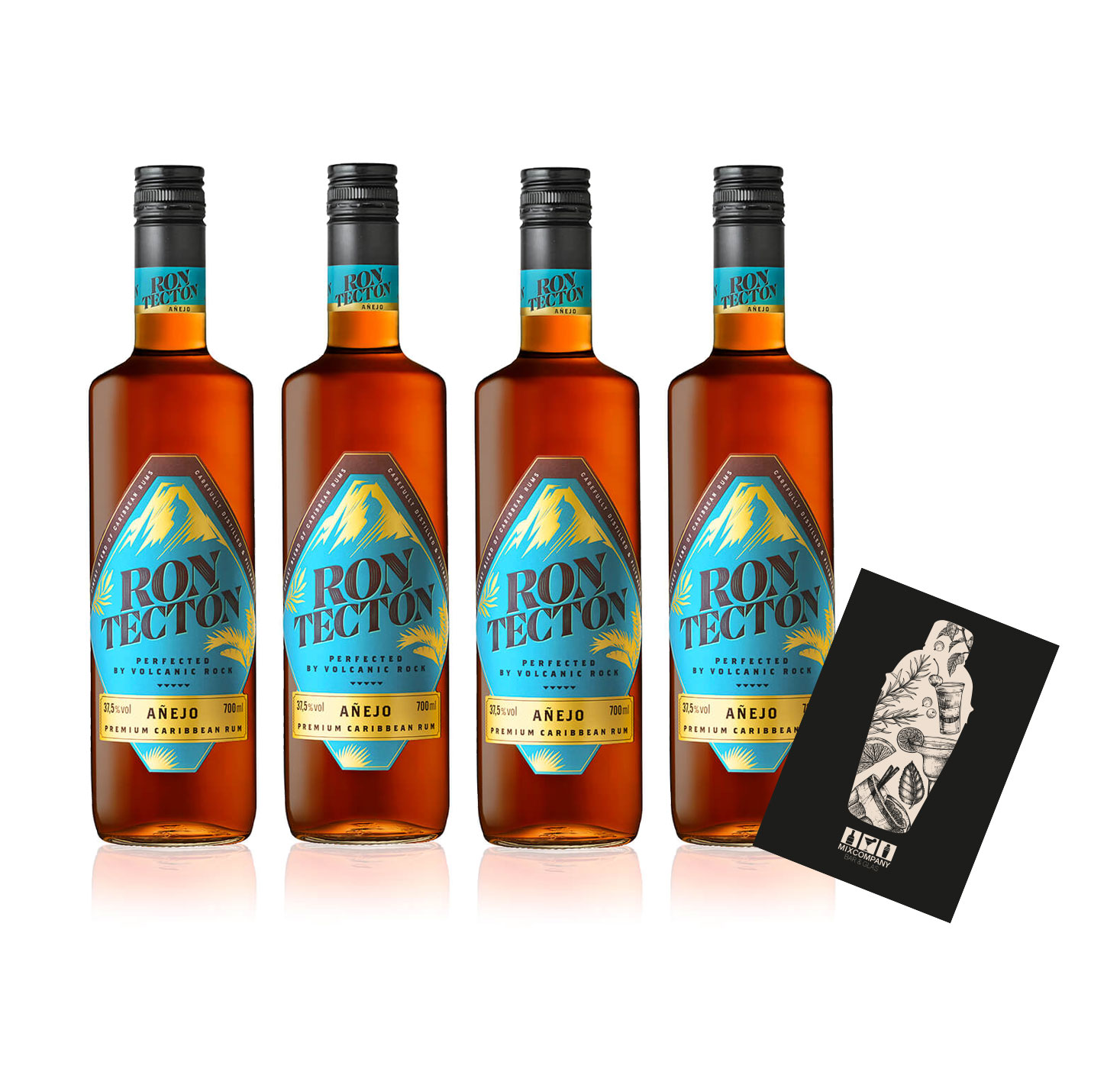 Rum 4er Set Ron Tecton Anejo 4x 0,7L (37,5% vol)- [Enthält Sulfite]