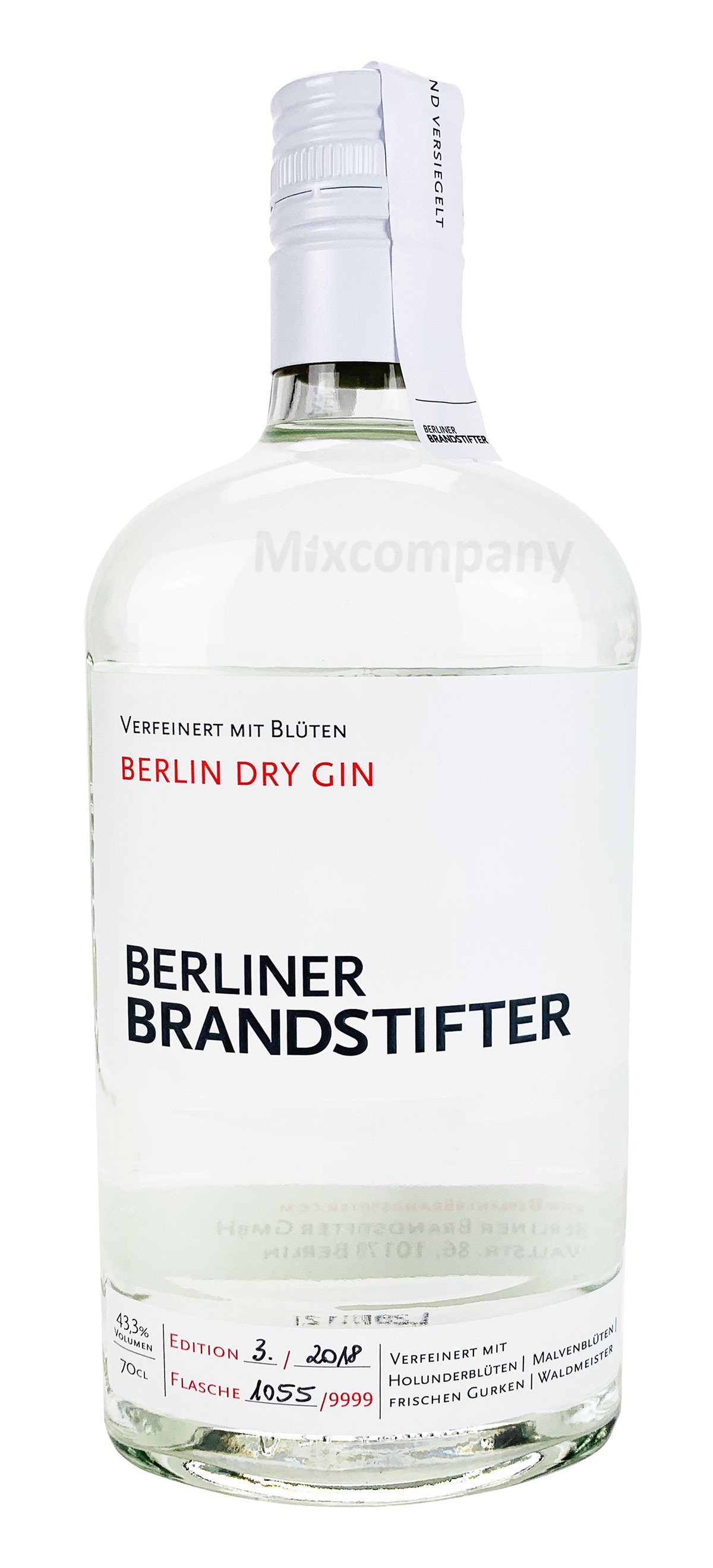 Brandstifter Berlin Dry Gin 0,7l (43,3% Vol) Bar Longdrink Cocktail Sammlung Gin Tonic- [Enthält Sulfite]