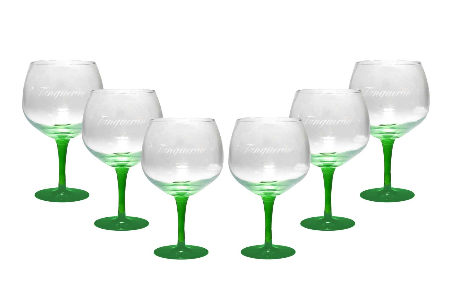 Tanqueray 6er Set Gin COPA Ballonglas, grüner Stiel 30cl