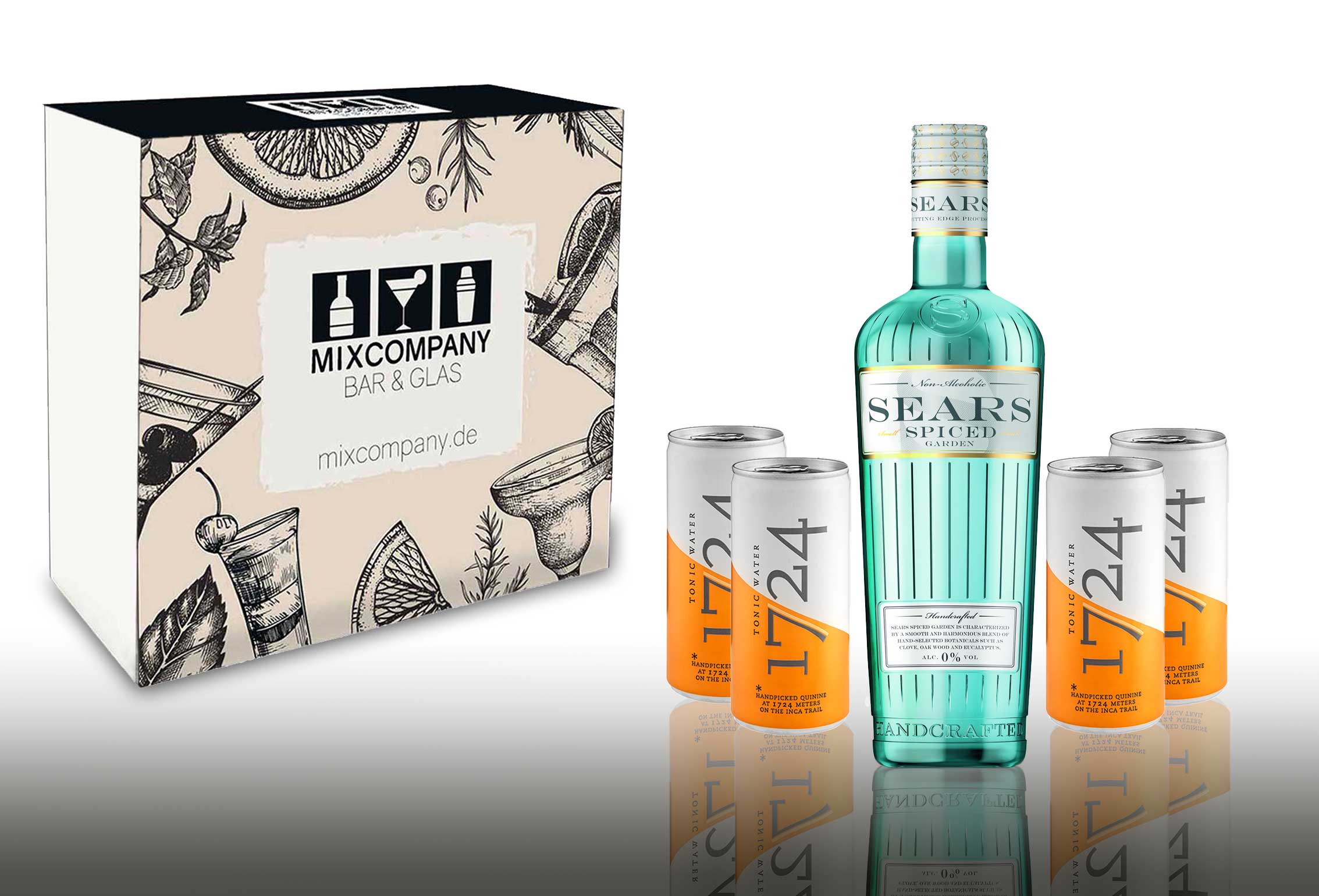 Sears Citrus Garden Geschenkset alkoholfreier Gin 0,7L + 4er set 1724 Tonic Water Dose 200ml inkl. Pfand EINWEG