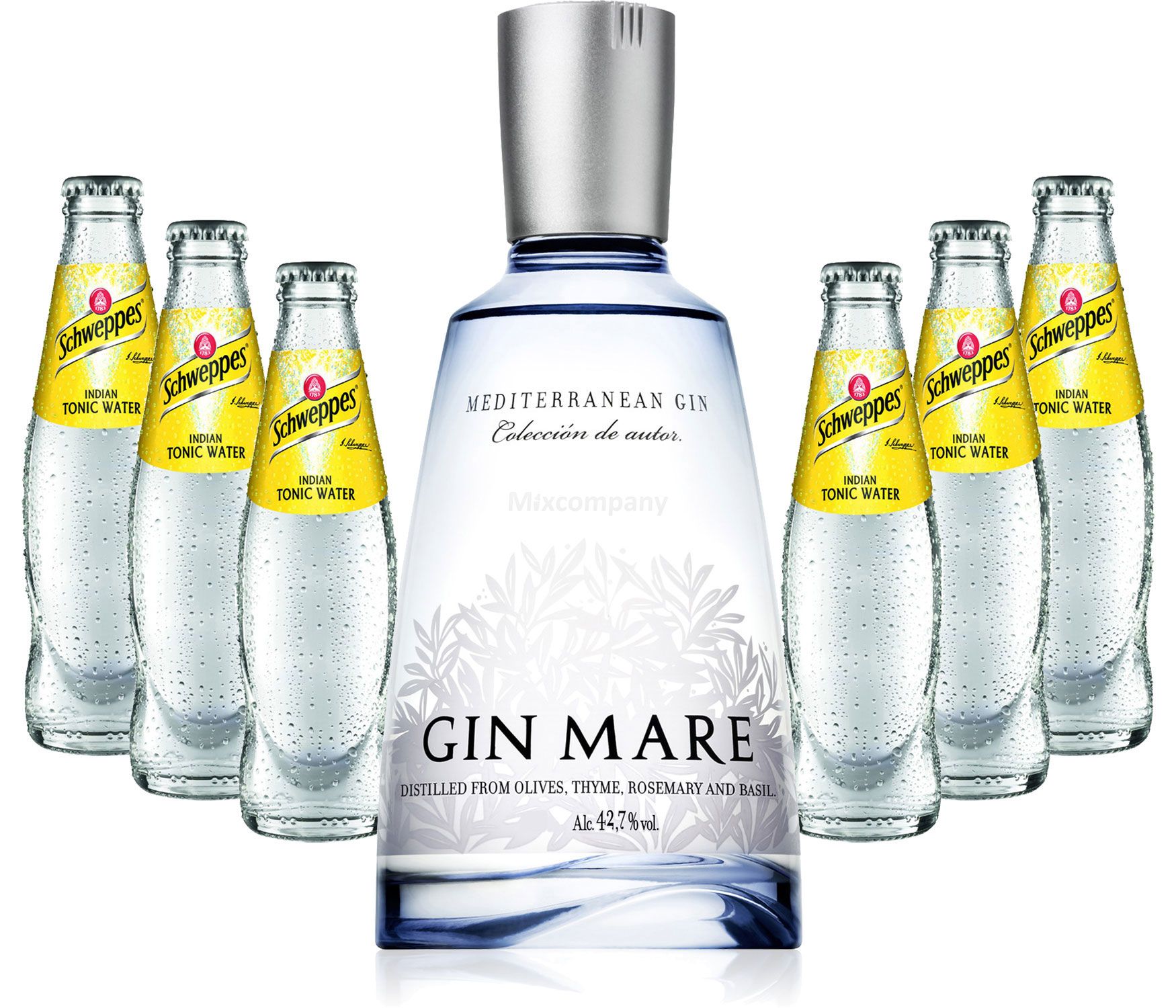 Gin Mare Gin Tonic Set - Gin Mare Gin 0,7l 700ml (42,7% Vol) + 6 Schweppes Tonic Water 200ml - Inkl. Pfand MEHRWEG