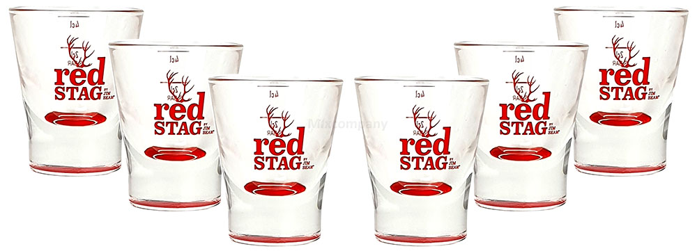 Red Stag Jim Beam Shot Gläser - 6er Set Shotgläser / Schnapsglas / Glas / Gläser Set mit 2cl + 4cl Eichung / Eichstrich