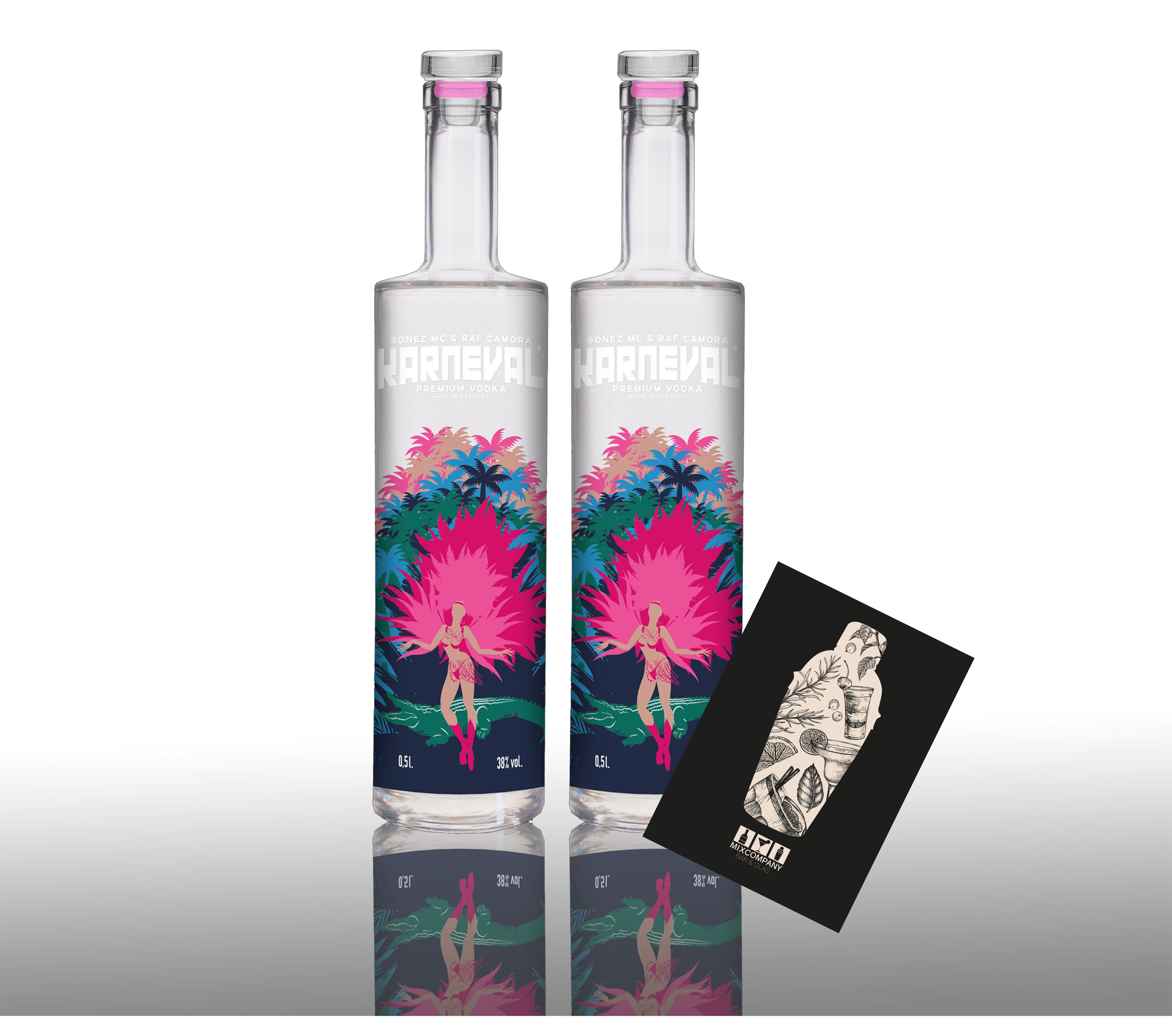 Karneval Vodka 2er Set je 0,5L (38% Vol) Premium Vodka von Raf Camora und Bonez Mc - [Enthält Sulfite]