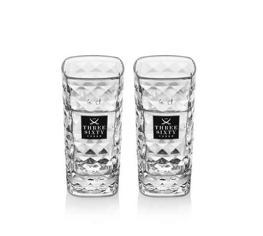 Three Sixty Vodka Wodka Shotgläser Gläser Glas Set - 2 Stück 2 und 4cl geeicht