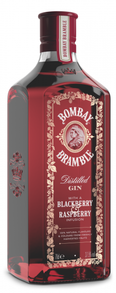 Bombay Bramble Schuber Geschenkset Gin 0,7l (37,5% Vol) + 2er Set Longdrink Glas / Gläser