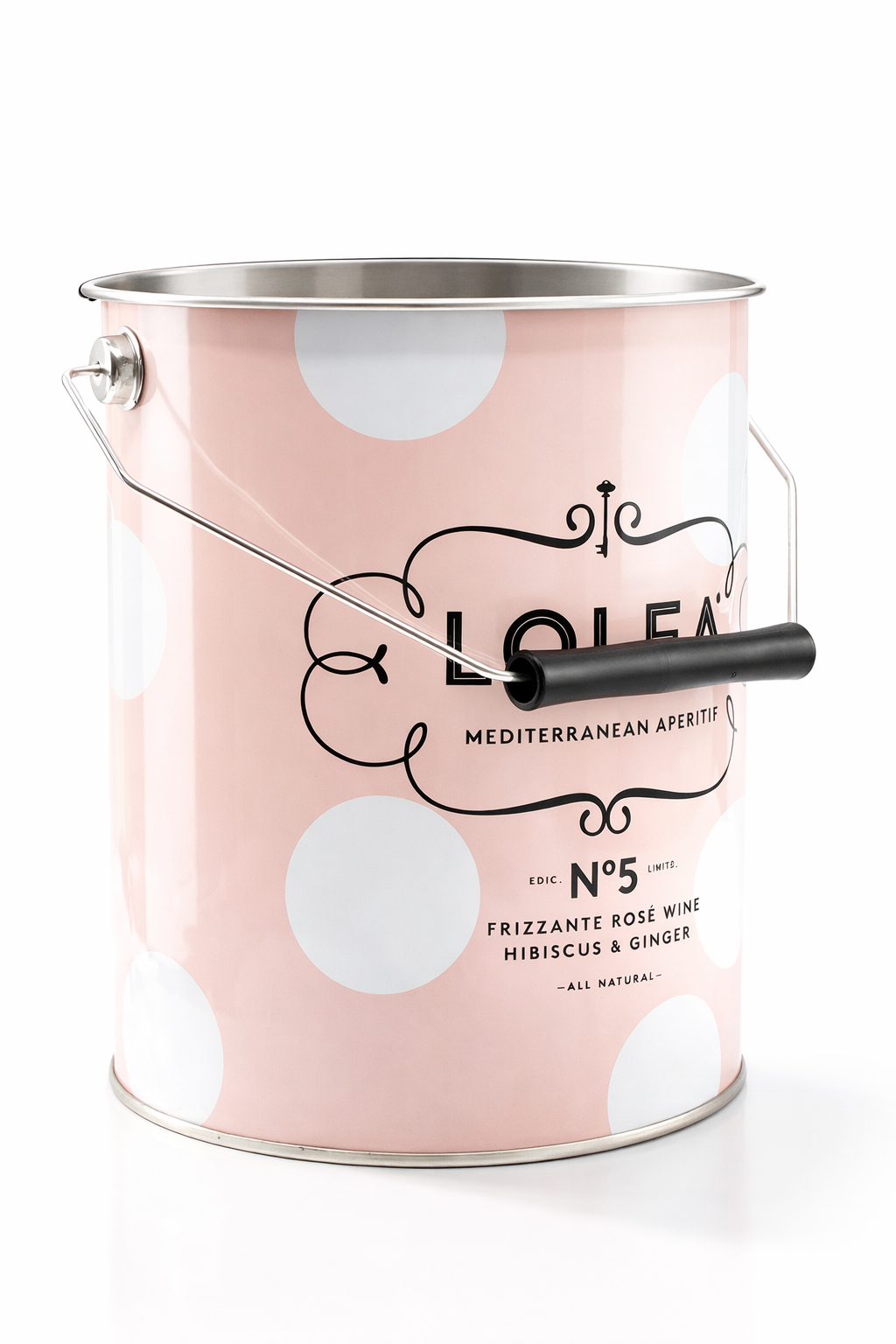 LOLEA Sangria Set N°5 Rosé – 0,75 L (8 % Vol) | Roséwein-Sangria aus Garnacha & Tempranillo | inkl. rosa Metall-Kühler mit Henkel & 2 Ballongläsern | Premium Geschenkset - [Enthält Sulfite]