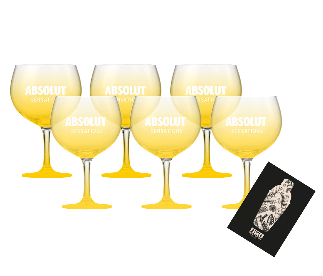 Absolut Sensations 6er Set Ballonglas Cocktailglas 6x Longdrink Gläser mit Stiel