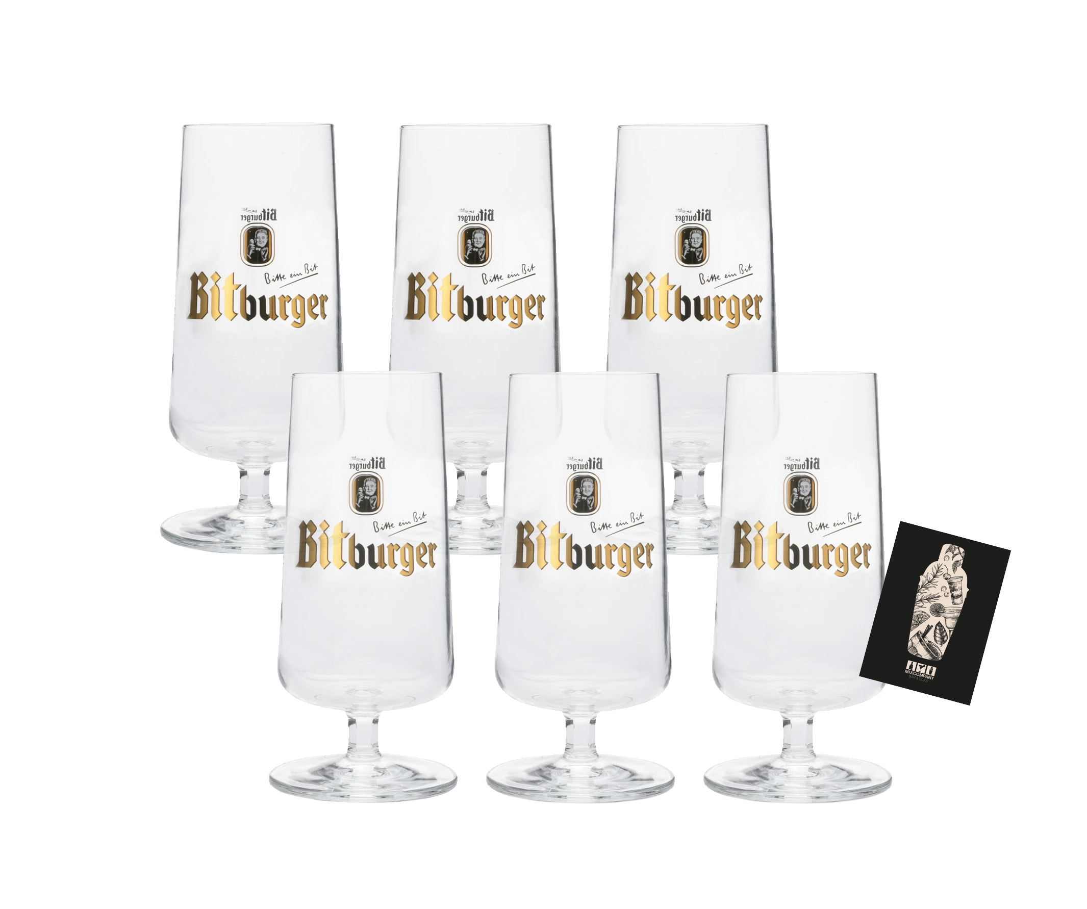  Bitburger Pokalgläser Bierglas Glas Gläser Set - 6x Biergläser 0,4l geeicht