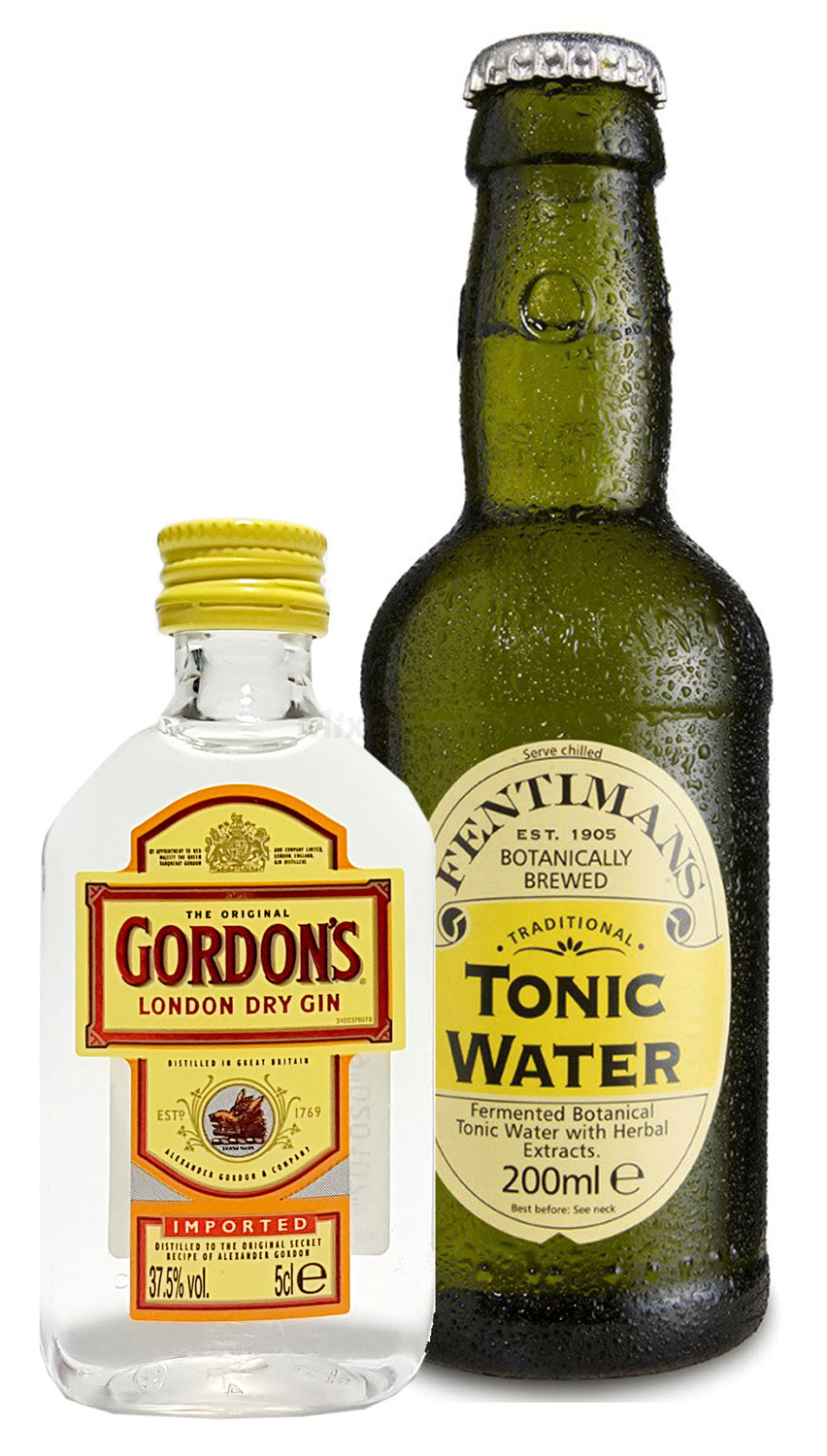 Gin Tonic Probierset - Gordon s London Dry Gin 50ml (37,5% Vol) + Fentimans Tonic Water 200ml inkl. Pfand MEHRWEG
