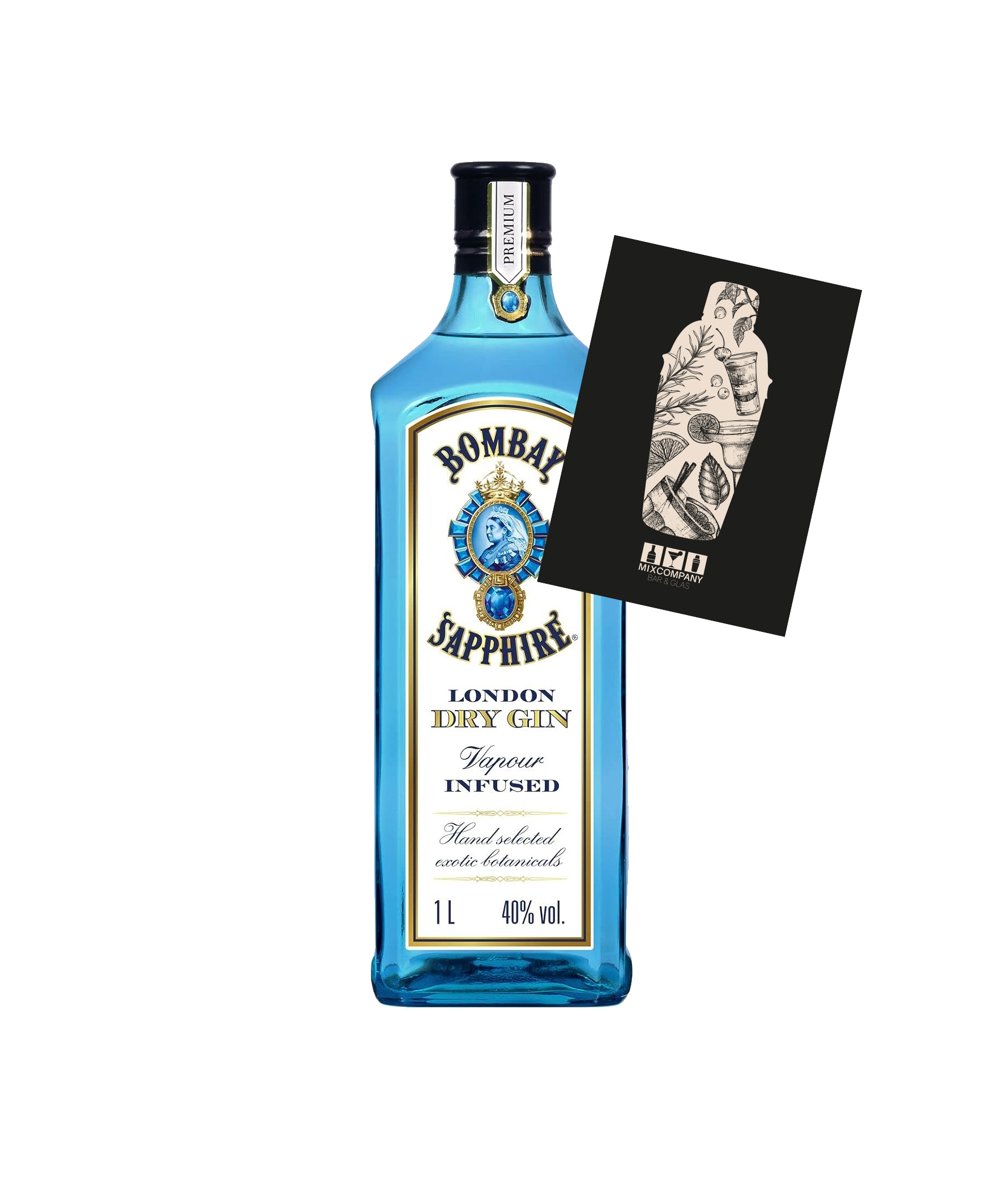 Bombay Sapphire Distilled London Dry Gin, 1L (40% vol) Vapour infused - [Enthält Sulfite]