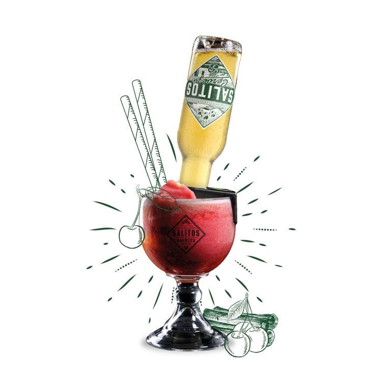 Salitos Salrita Cocktail 6er Set - 6x Cocktailglas + 6x Flaschenhalter