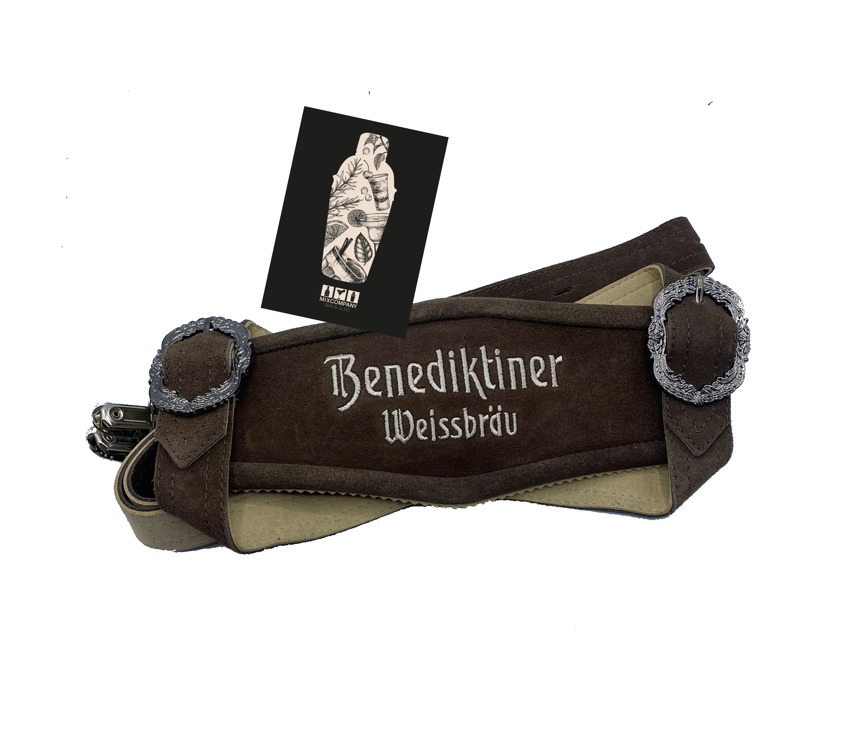 Benediktiner Weissbräu Hosenträger Echtleder Oktoberfest Edel Neu Bier Weizen Glas