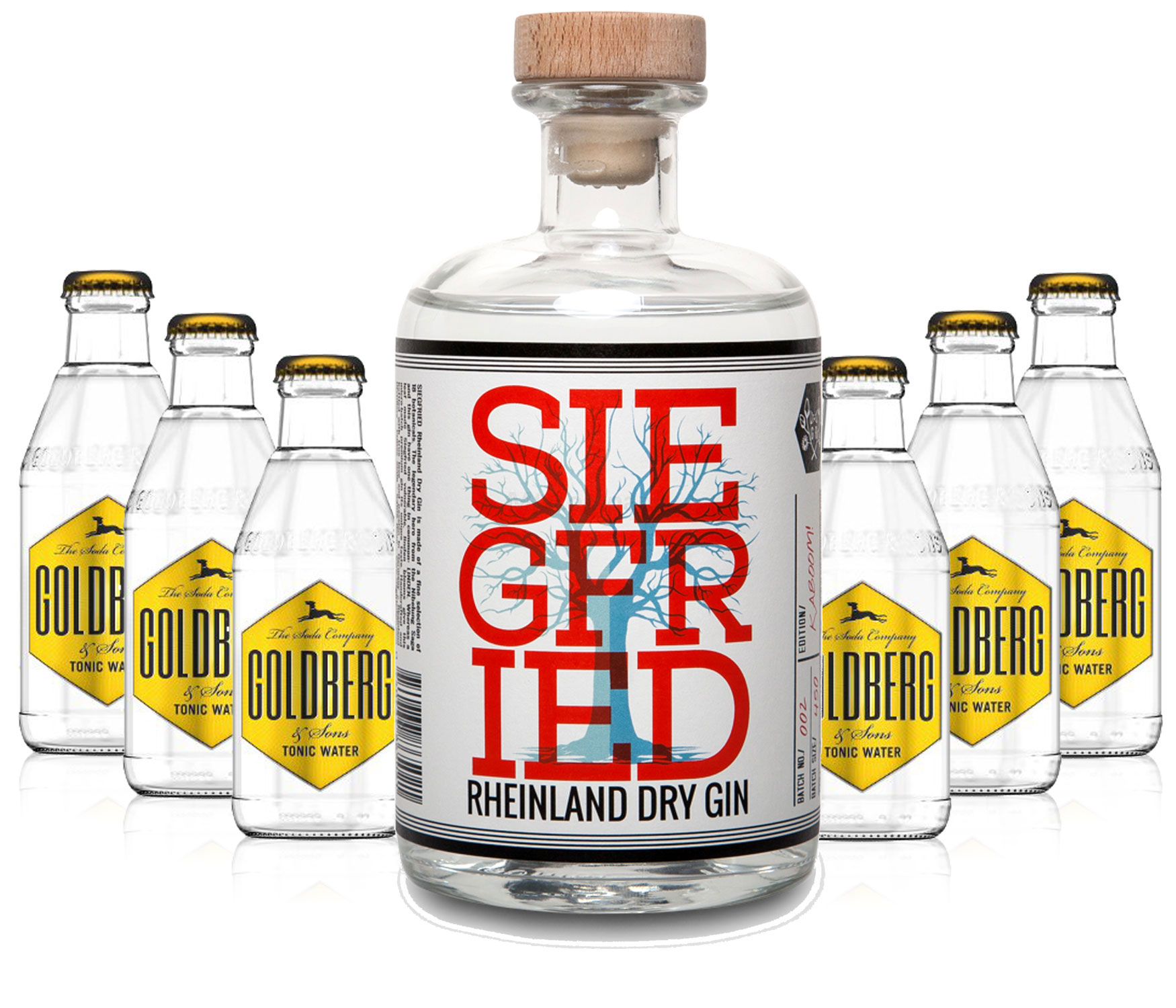Gin Tonic Set - Siegfried Rheinland Gin 0,5l (41% Vol) + 6x Goldberg Tonic Water 200ml inkl. Pfand MEHRWEG